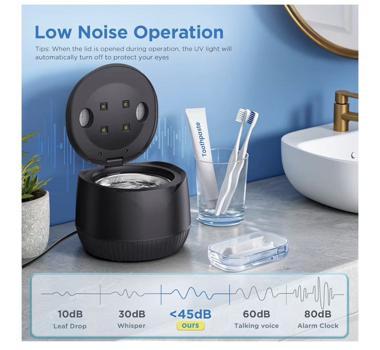 Dental Ultrasonic Retainer Cleaner Machine – Dental Cleaning Pod for Denture