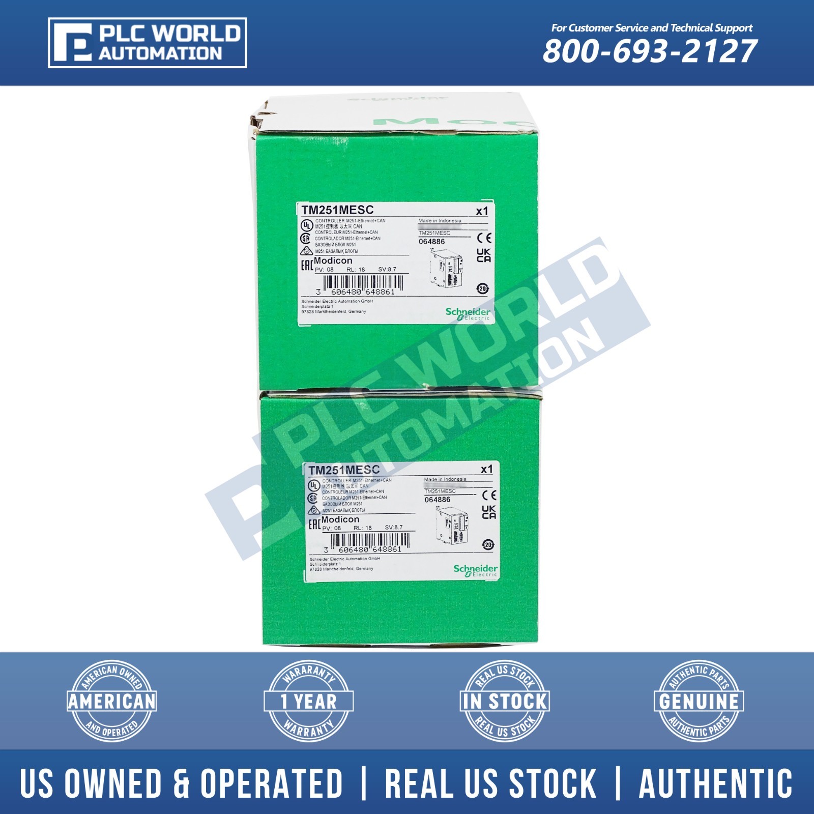 Schneider Electric TM251MESC Modicon M251 Logic Controller 2 Ethernet, Brand New