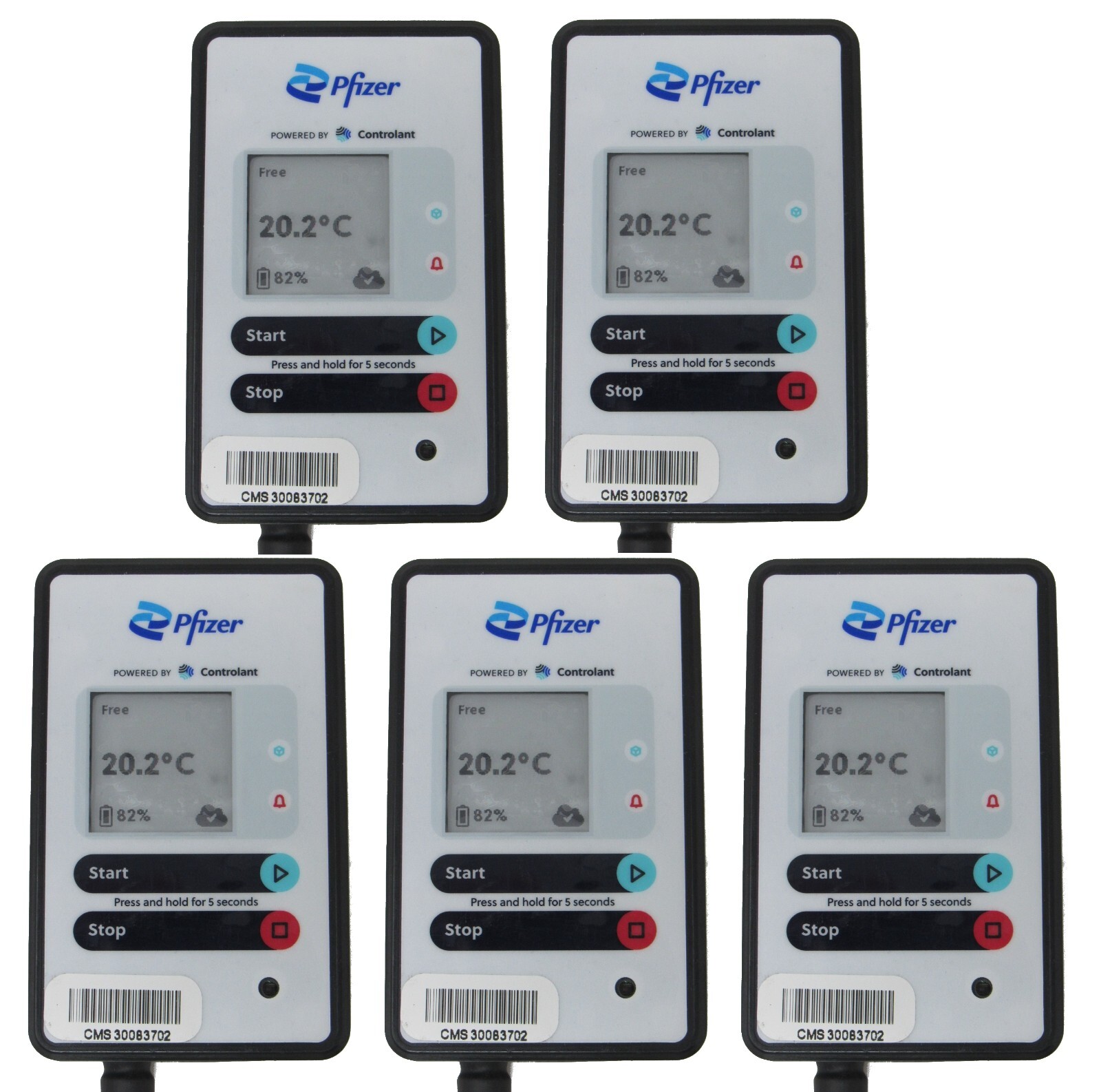 5-PACK Pfizer Controlant SAGA-P Real Time IoT Data-Logger Temperature Monitoring