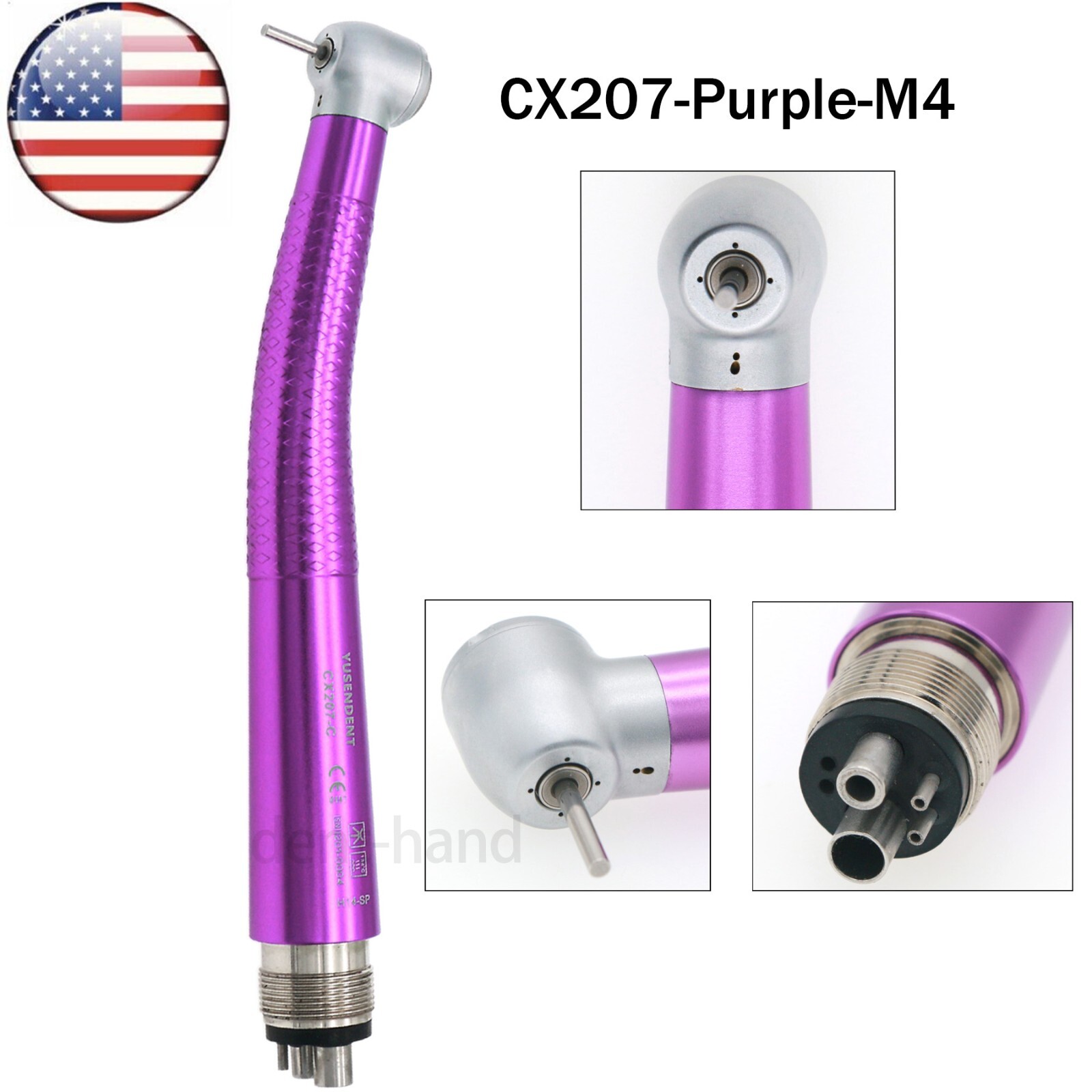 US COXO Dental High Speed 4 Holes Air Turbine Push Button Handpiece CX207-Purple