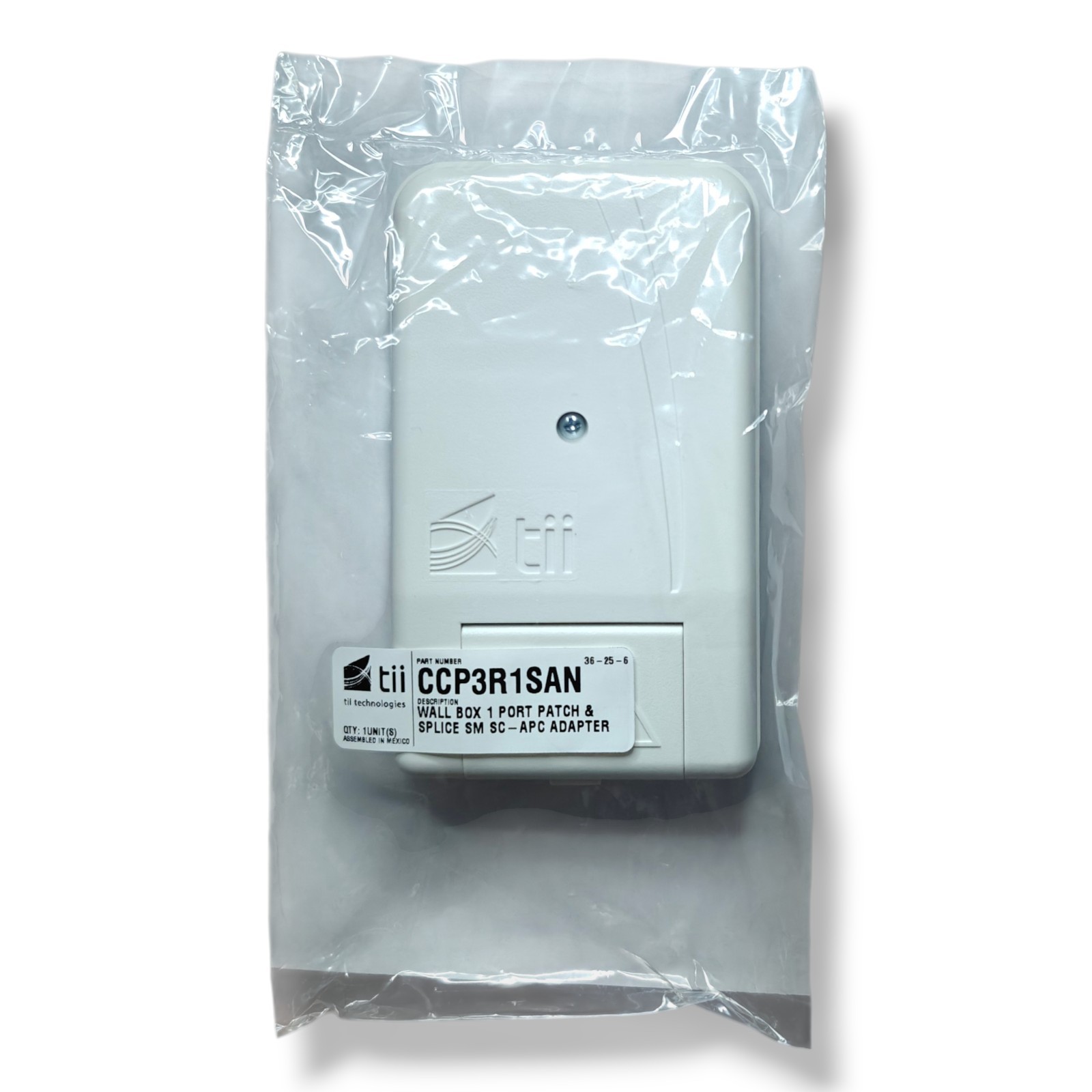 Tii Technologies CCP3R1SAN Wall Box 1 Port Patch Splice SM SC-APC Adapter New