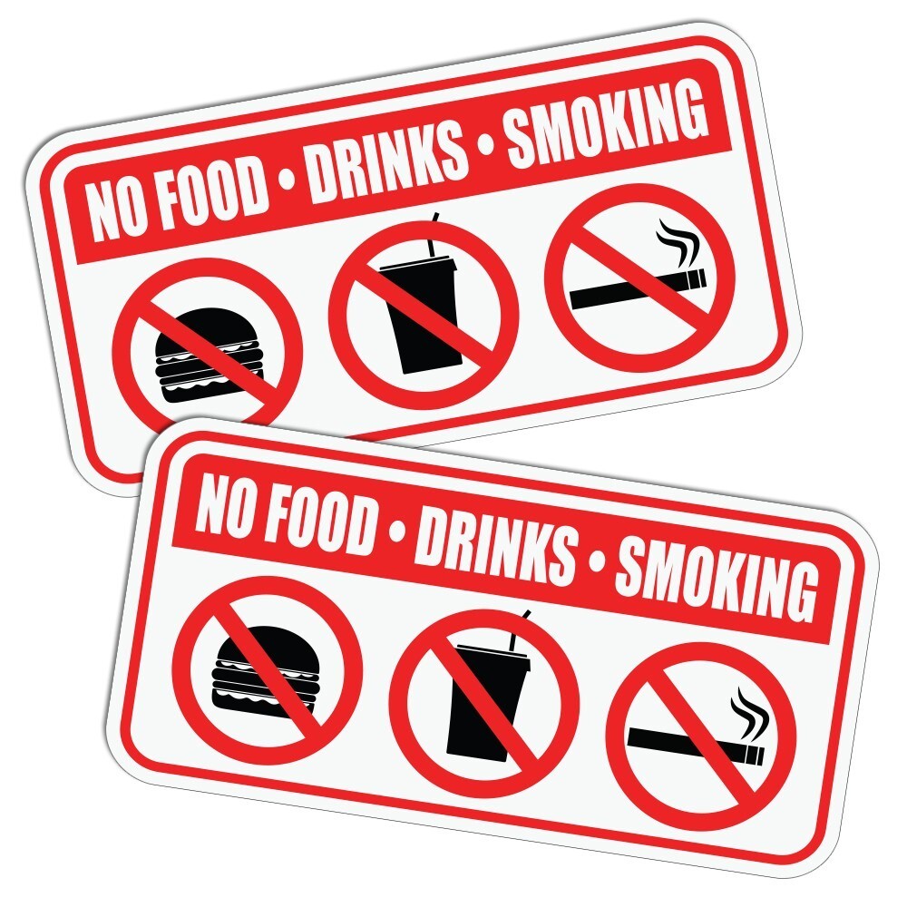 2x No smoking drinking eating sticker vehicle bus van food window 3M vinyl decal