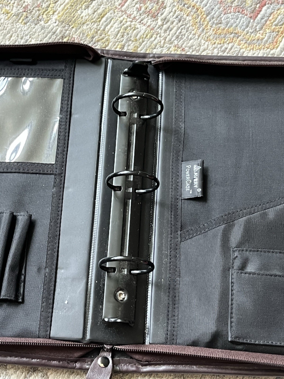 Avery~Leather Power Case~Zip Around Closure~Black~3 Ring Day Planner