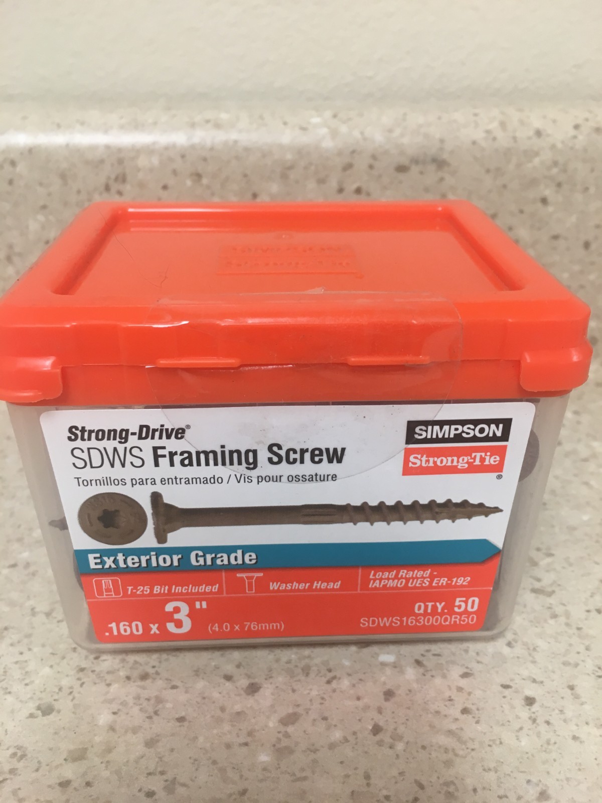 Simpson SDWS16300QR50 Strong-Drive SDWS Framing Screw 0.160″ x 3″ (50 Pack)