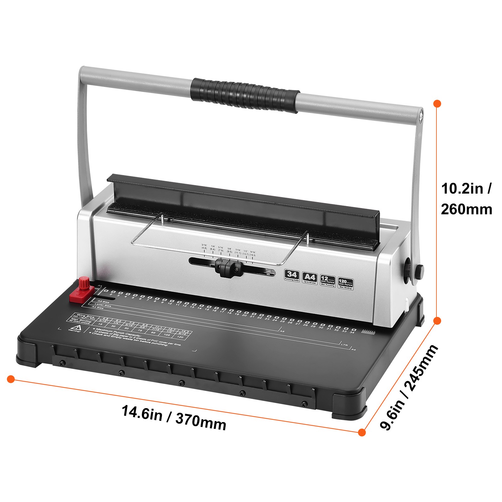 VEVOR Coil Spiral Binding Machine Manual Book Maker 34 Holes Letter Size A4 A5