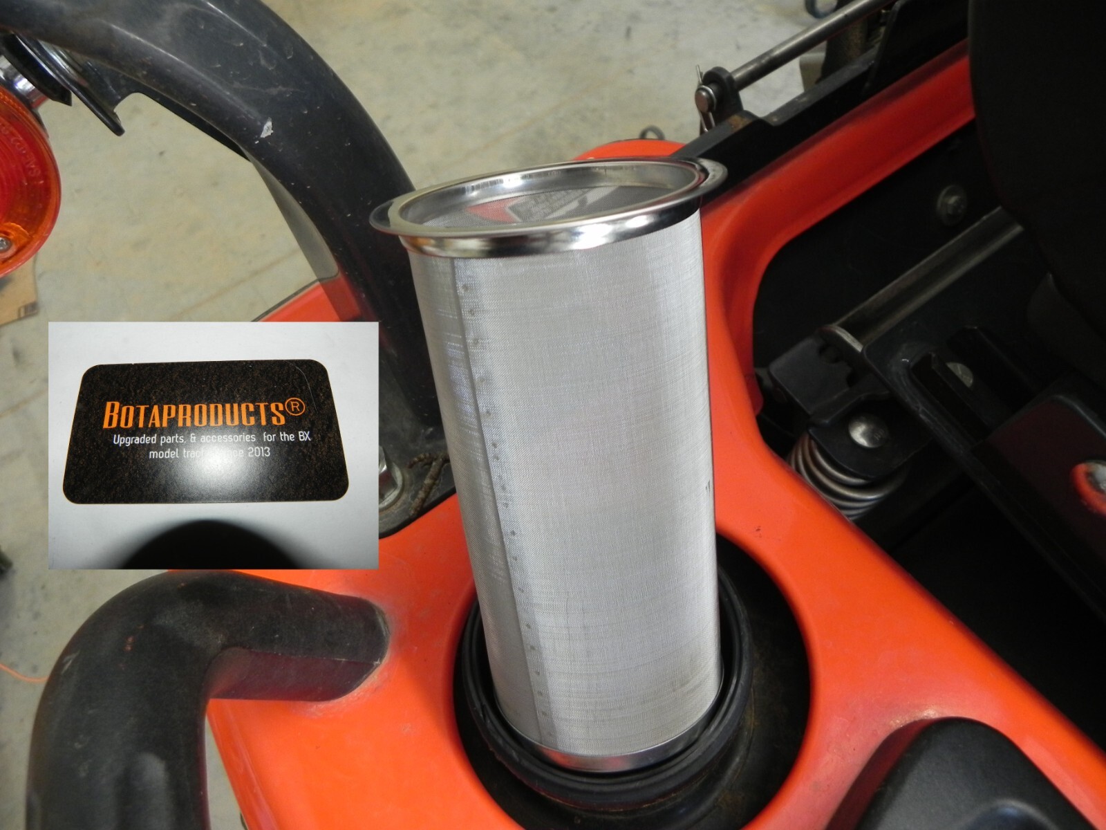Kubota BX 1880,2360,24,25D,2380,23s,2680 304 SS cone fuel tank strainer filter