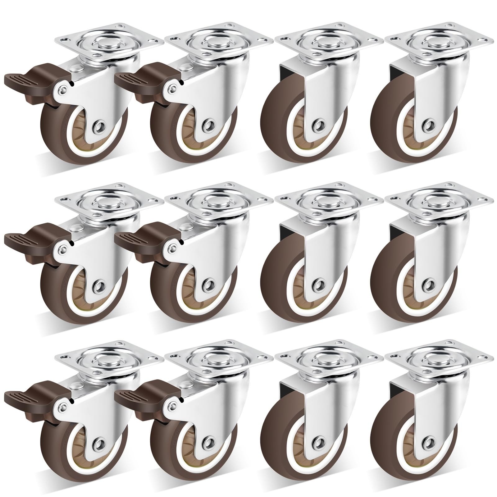 2 Inch Swivel Caster Wheels Set of 4 Heavy Duty Locking Plate