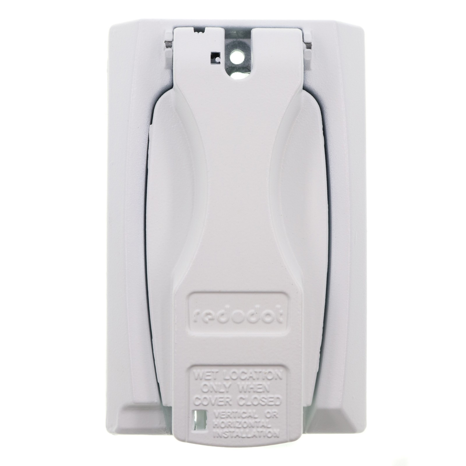 RED DOT DCCU-WH ALUMINUM FLIP-LID WEATHERPROOF RECEPTACLE COVER, 1-GANG, WHITE