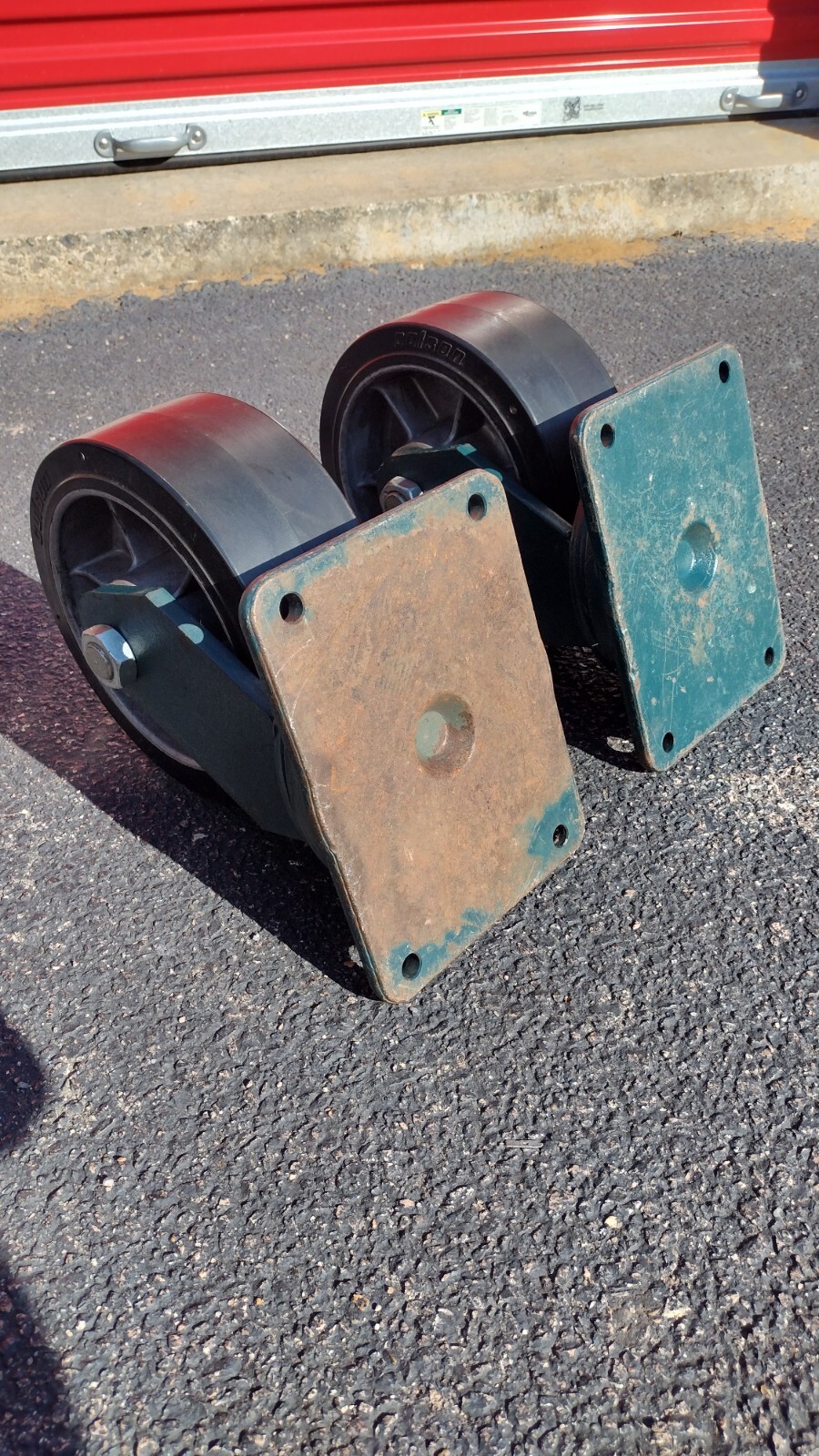 [2] COLSON CASTORS 4″x10″Wheels 12-1/2″ Height 47 lbs each NOS See pics details.