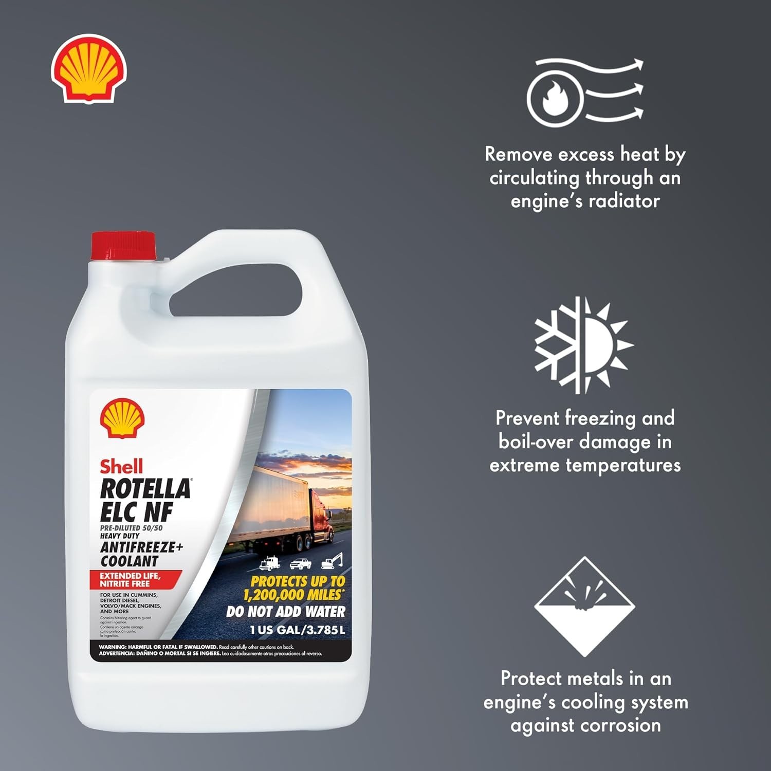 Shell Rotella Nitrite-Free Extended Life ELC Anti-Freeze + Coolant, Pre-Diluted