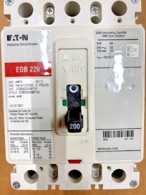 Eaton EDB3200BP10 200A Circuit Breaker