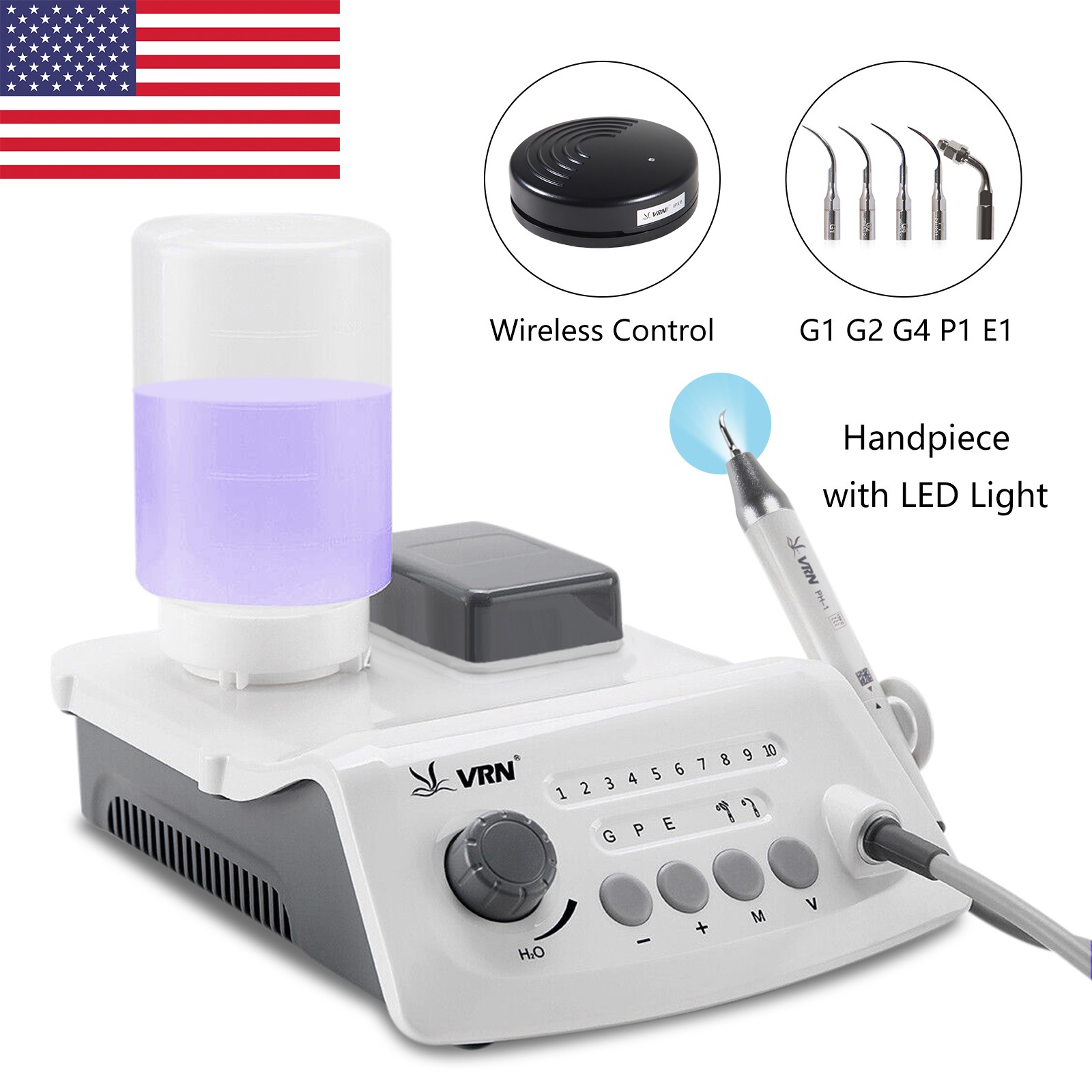 1-10 Dental LED Detachable Scaler Handpiece for Ultrasonic Piezo Scaler VRN-A8