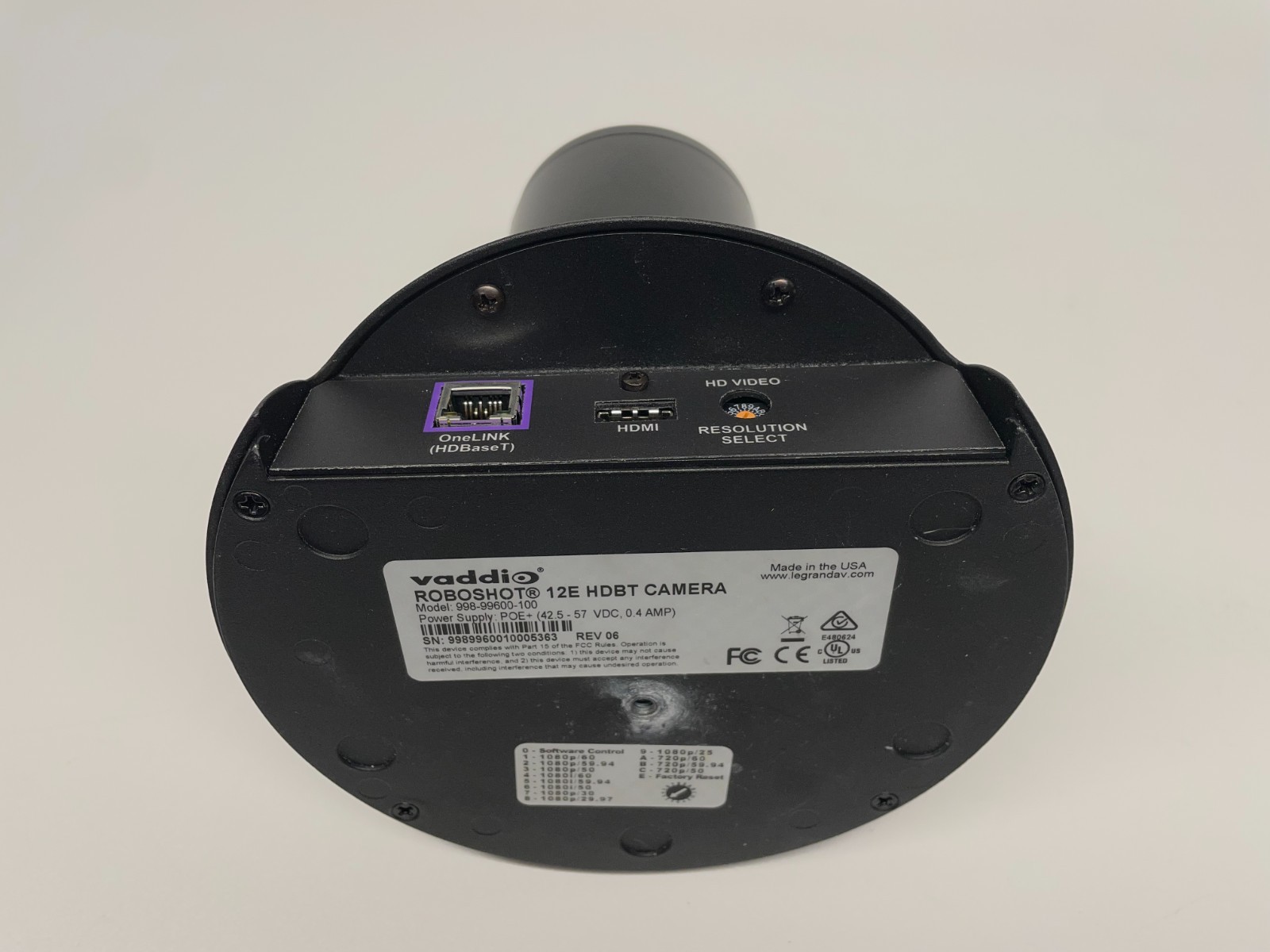 Vaddio ROBOSHOT 12E OneLINK System HDBT Camera and ONELINK HDMI Interface