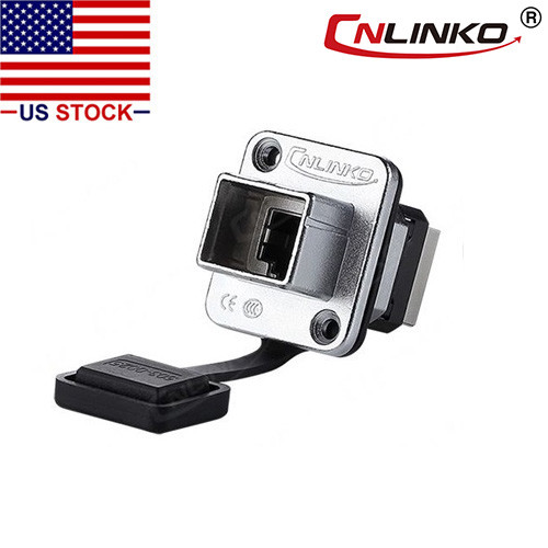 CNLINKO Ethernet Connector RJ45 Socket Panel Mount Outdoor Waterproof IP67 Metal