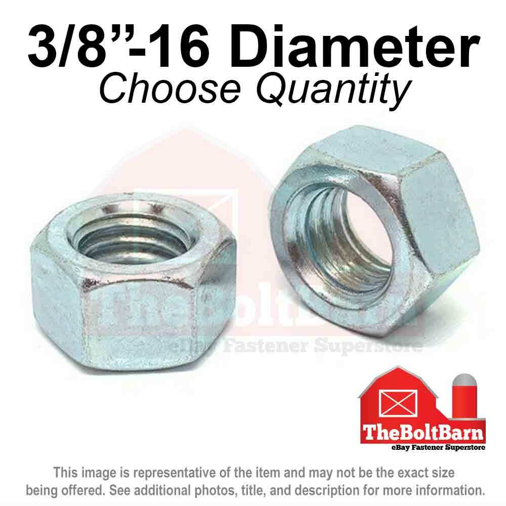 3/8″-16 Grade 5 Finished Hex Nuts Zinc Plated Coarse Thread (Pick Quantity)