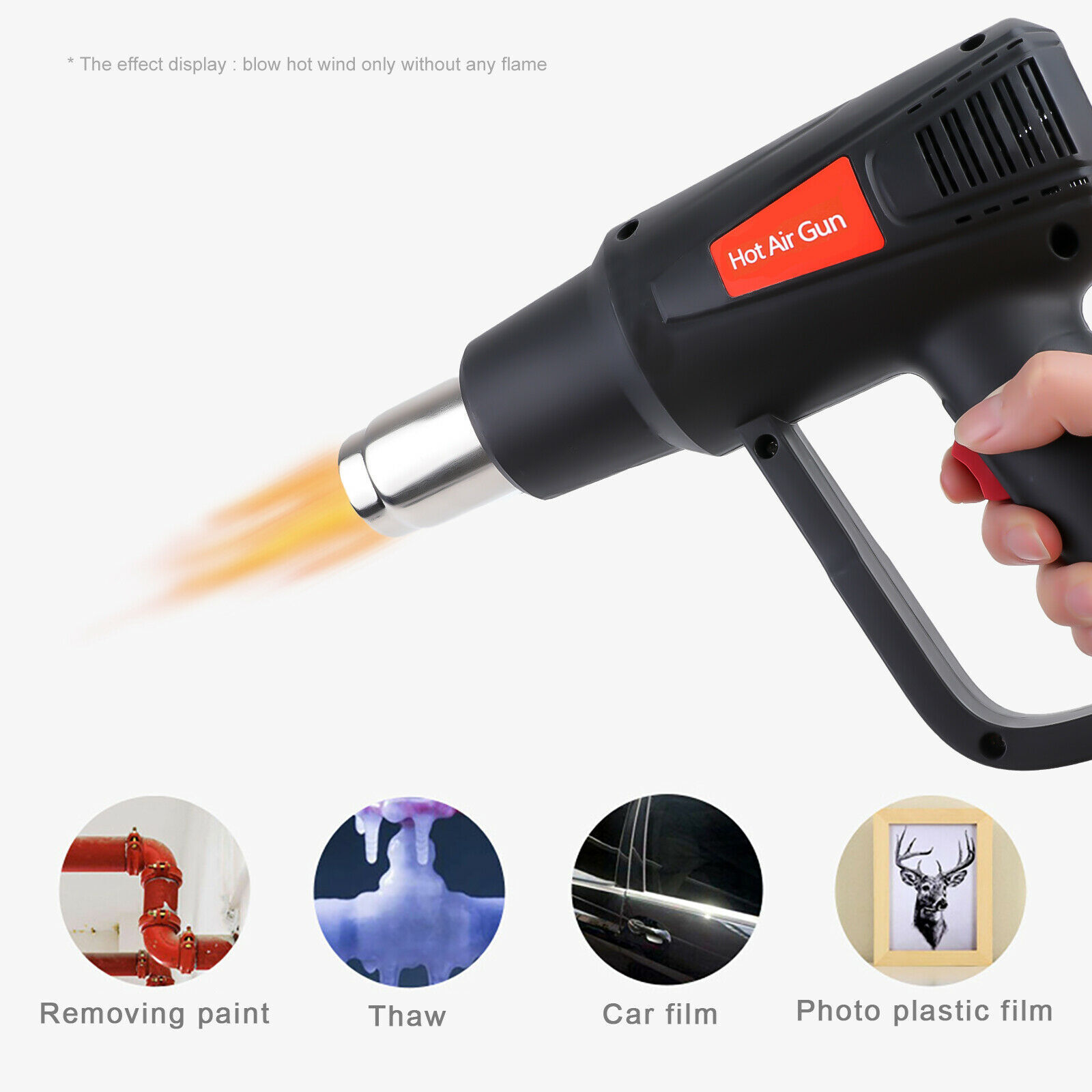 2000W Heat Gun Hot Air Gun Dual Temperature Settings + 4 Nozzles High Power Tool