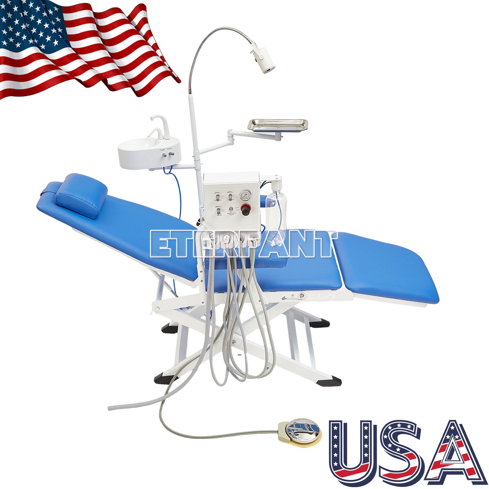 ENTERFANT Portable Dental Chair Mobile Exam Folding Silla LED Light Lamp+Tray