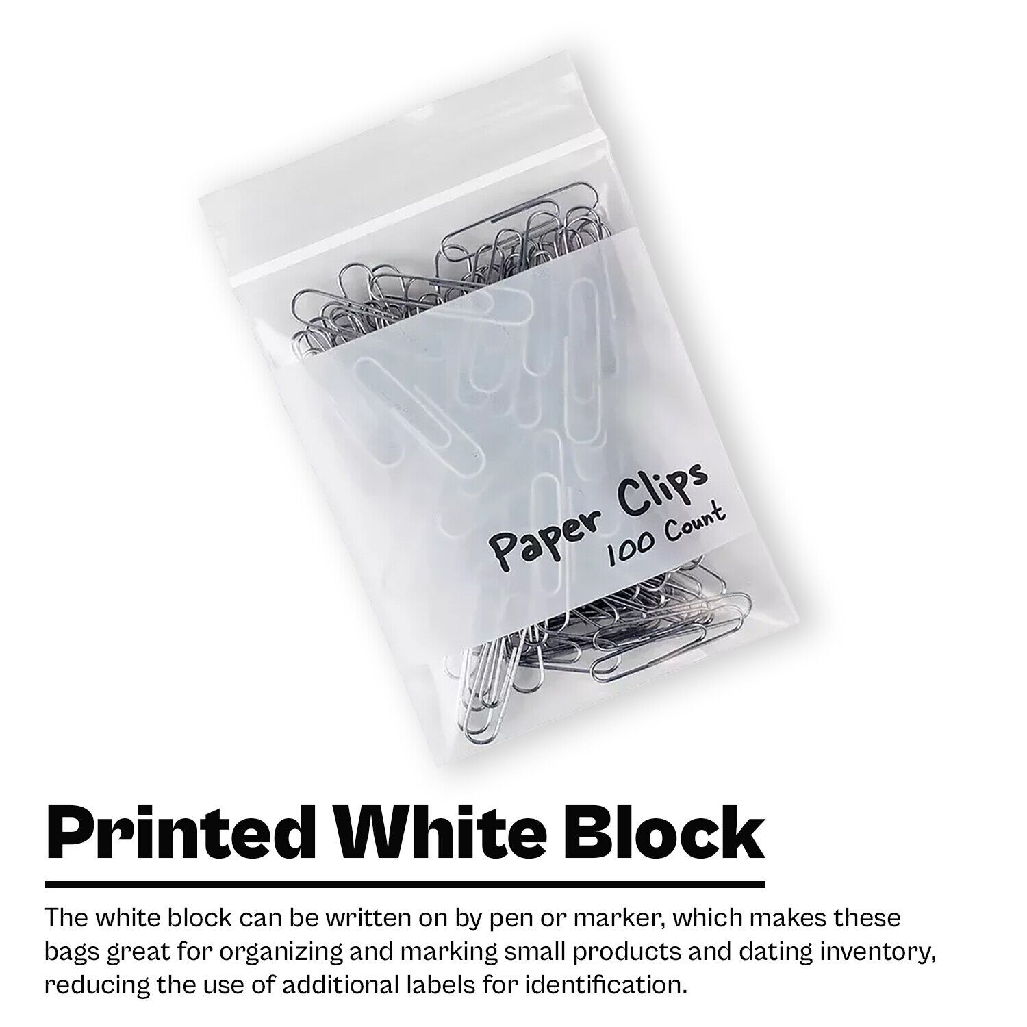 500 Pcs 12″ x 15″ 4 Mil Reclosable Bag Writeable White Block Water-Resistant