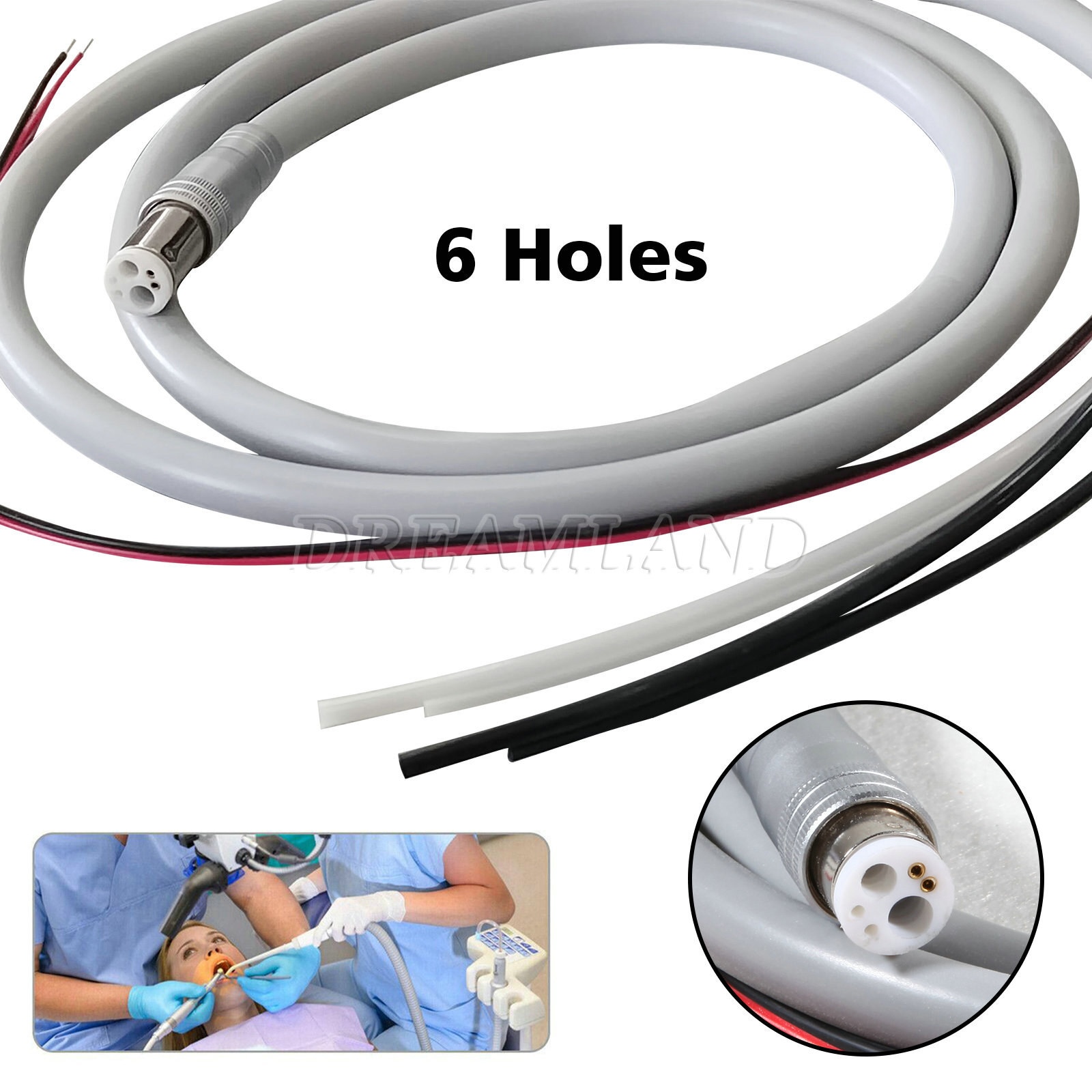 Dental Air Turbine Handpiece Tubing Hose Fiber Optic 6 Hole 4 Hole Borden 2 Hole