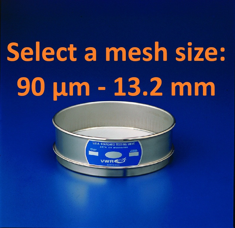 VWR USA Standard Testing Sieve 8″ PICK-A-MESH Size mm µm Full Height w.s. tyler