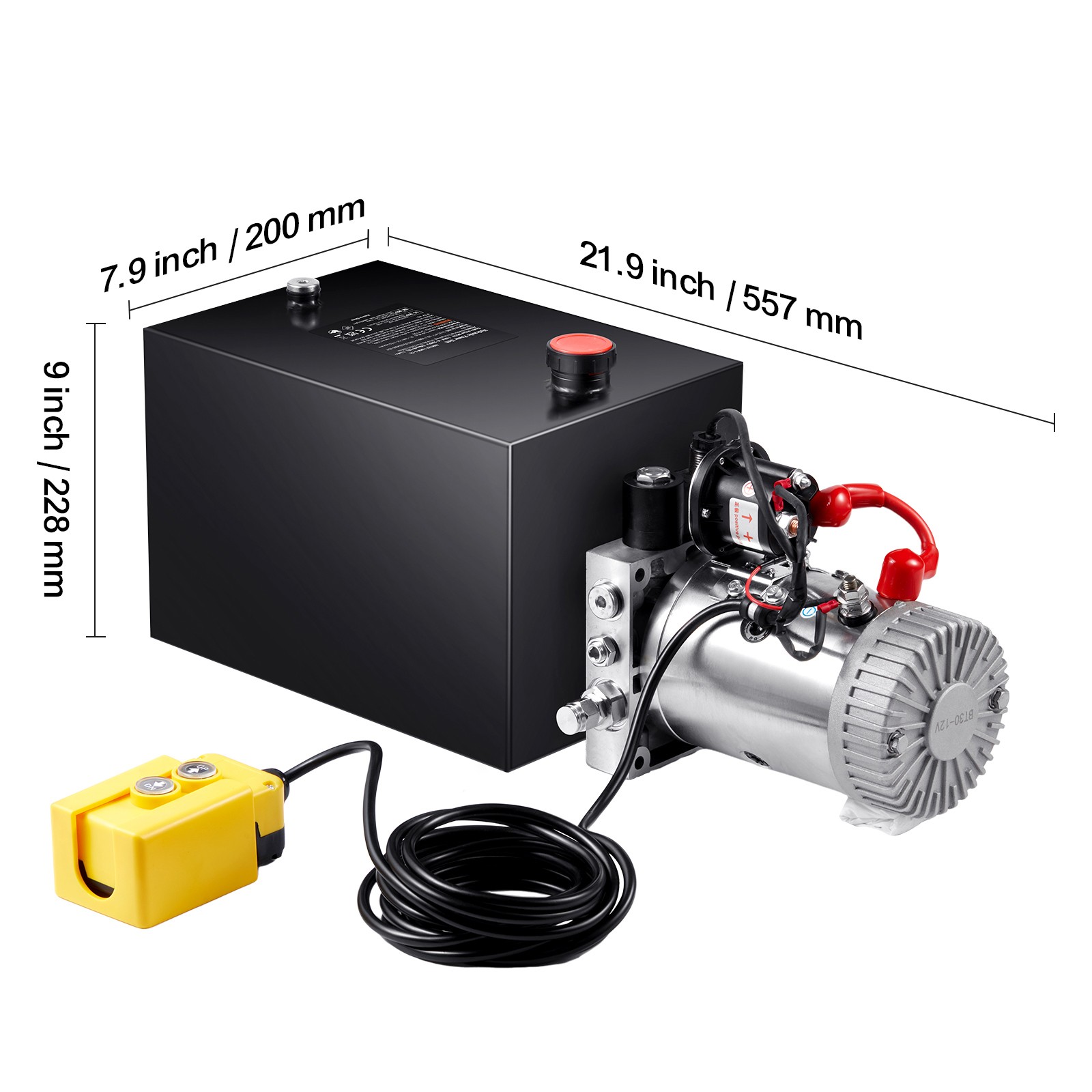 VEVOR Hydraulic Pump 12 Quart Single Acting Dump Trailer Pump Power Unit DC 12V