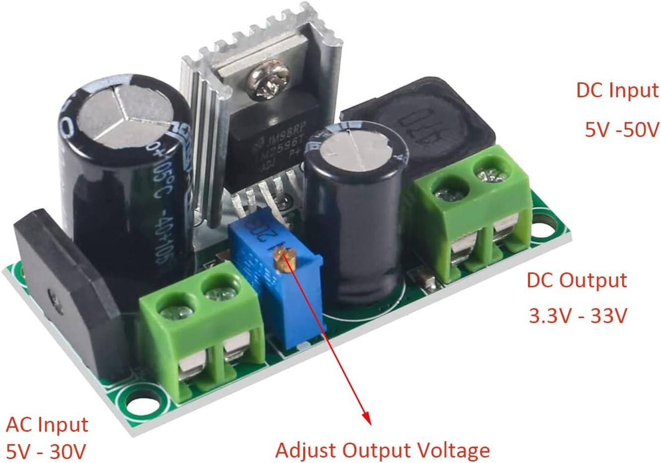 2PCS LM2596HV Buck Converter Module: Adjustable AC/DC Voltage Regulator 2A
