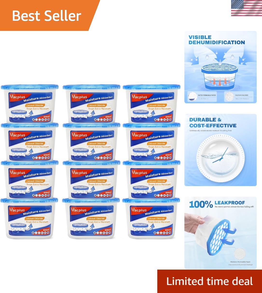 12-Pack Fragrance-Free Moisture Absorbers for Efficient Humidity Control