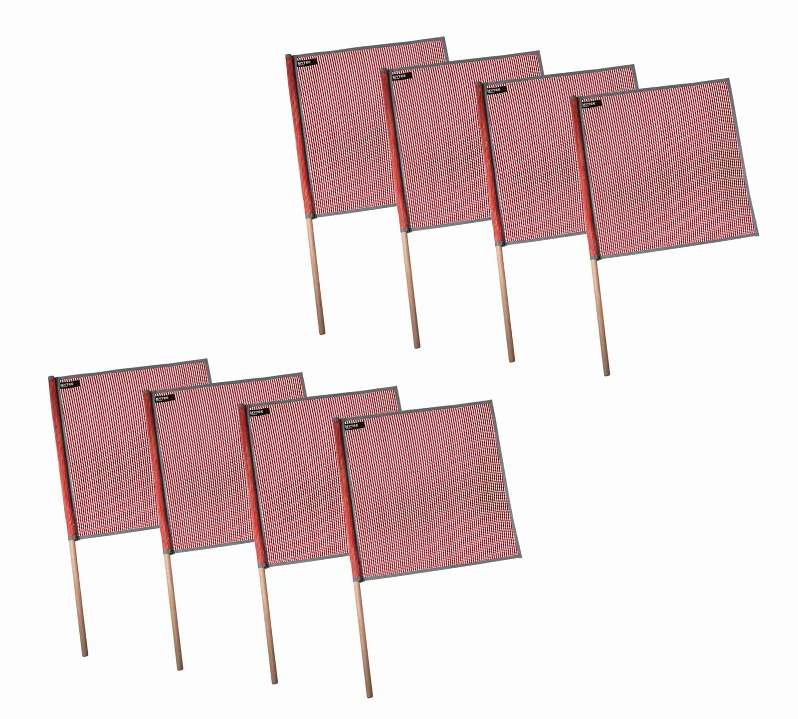 8Pk 18″x18″ Red Safety Warning Flags for Trucks with Dowel & Reflective Webbing