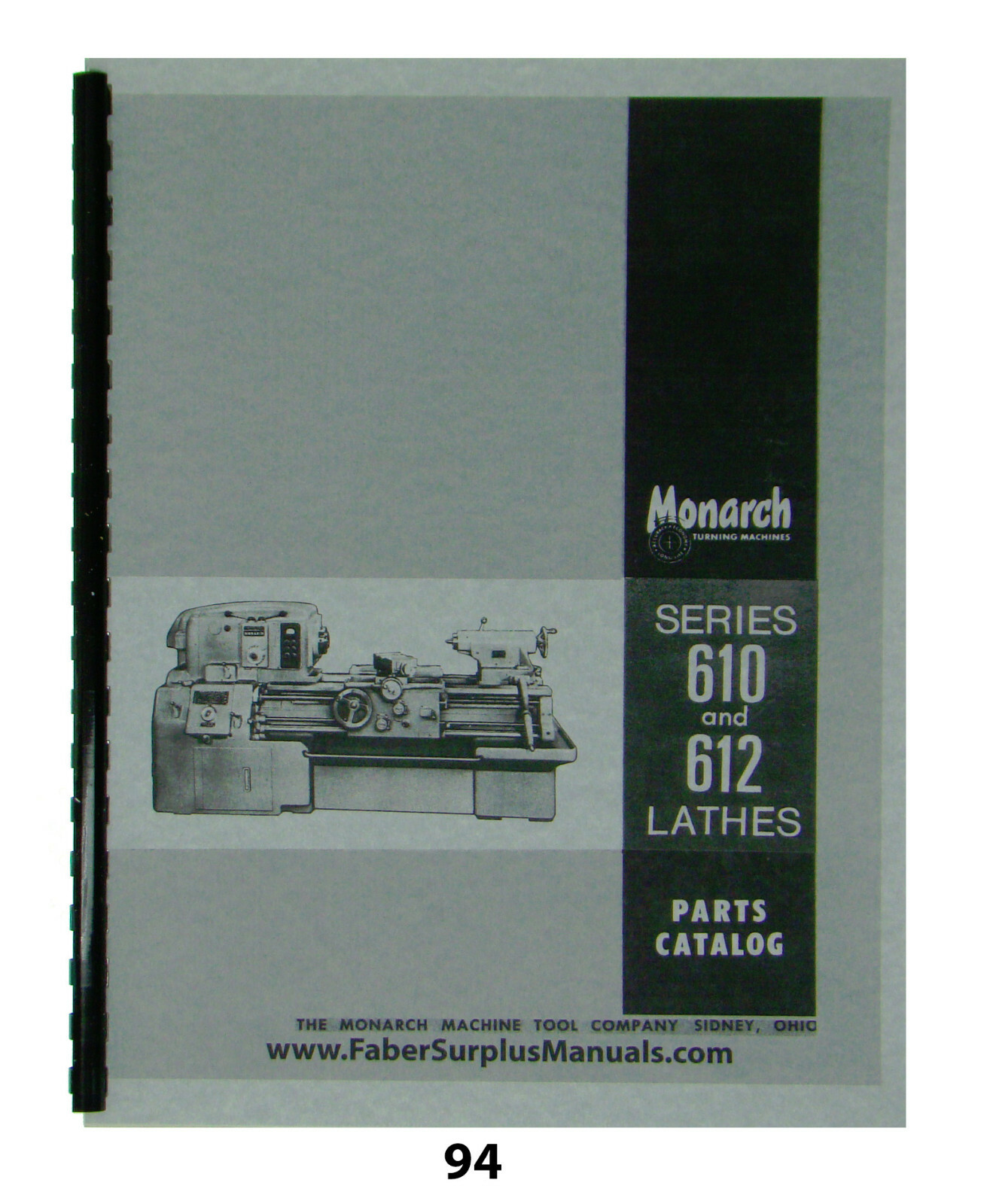 Monarch Models 1610, 2013, 2516 Lathes Series 610 & 612 Parts Manual *94