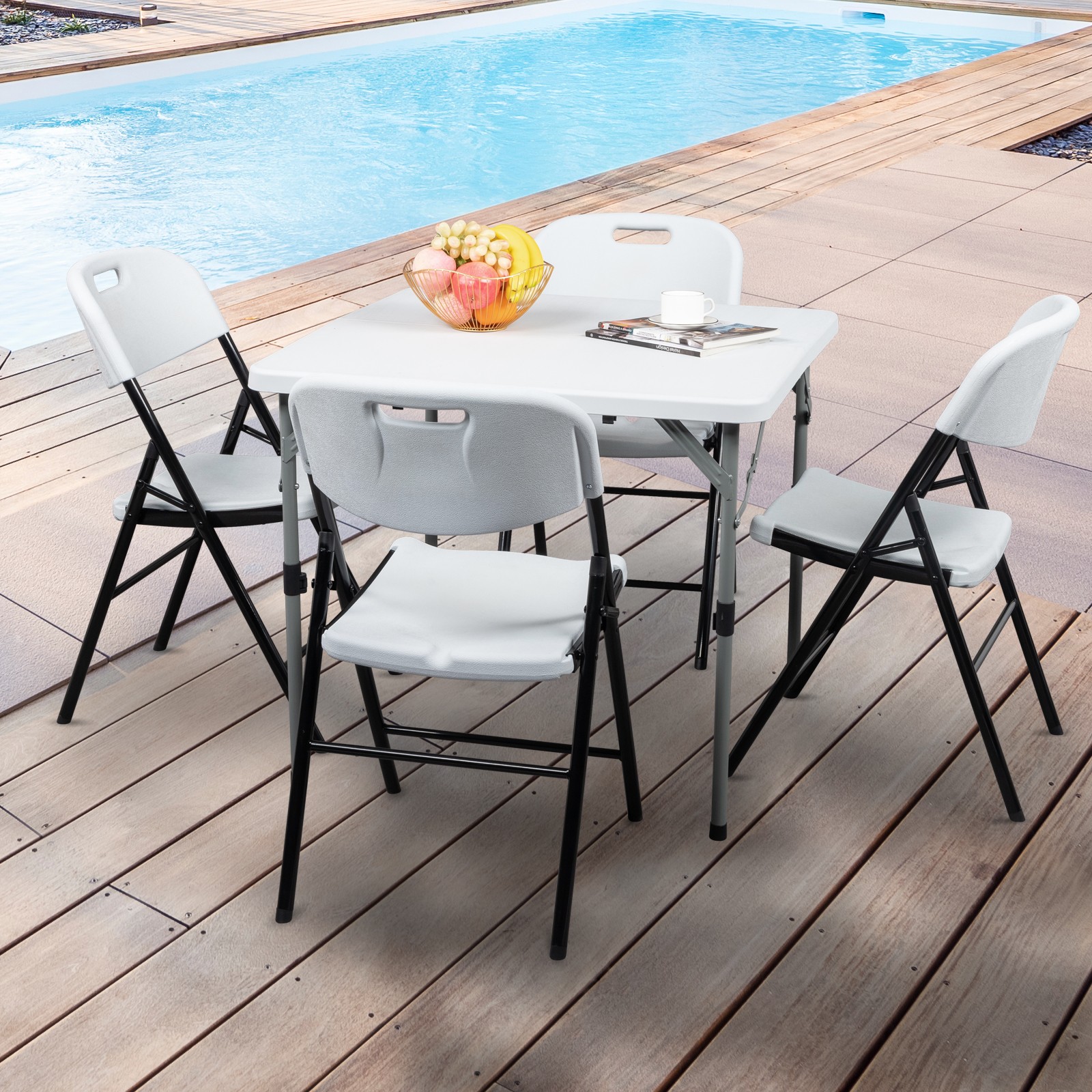 4-20PC Outdoor Plastic Folding Chair Commercial Contoured Steel Frame Seat White