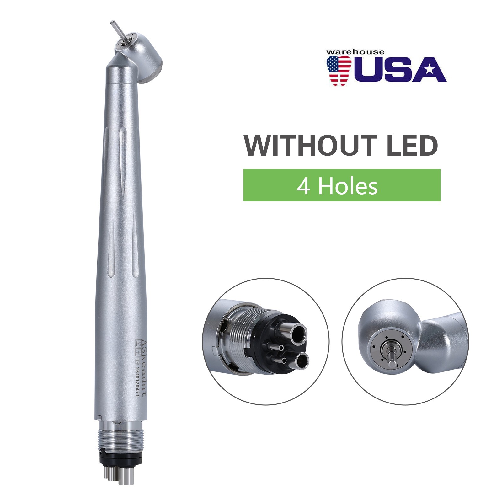 Dental 45 Degree Surgical High Speed Handpiece Push Button Spray 4 Holes