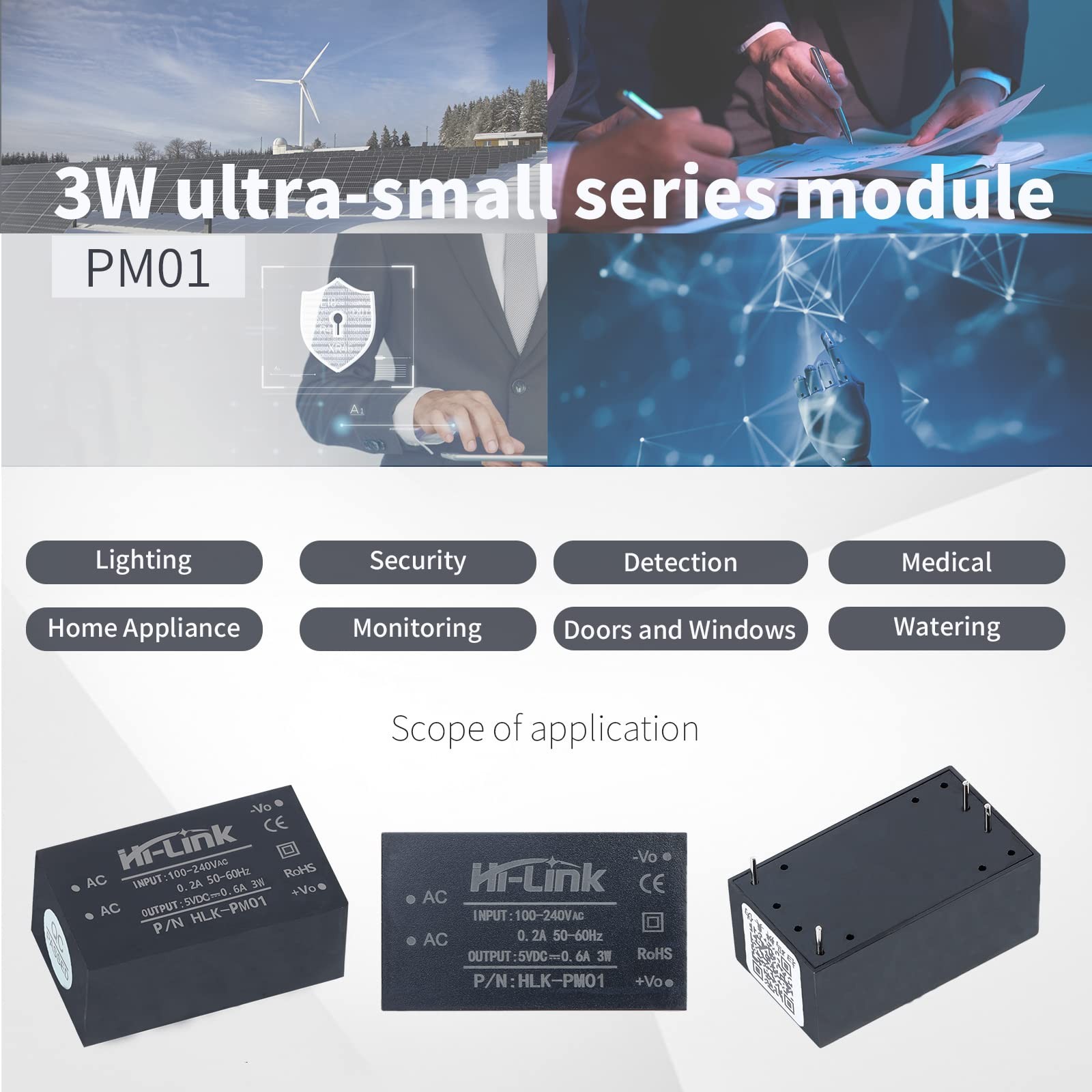 Mini Step-Down AC-DC 220V to 5V 3W Power Supply Module 3 Pack Isolated for DIY