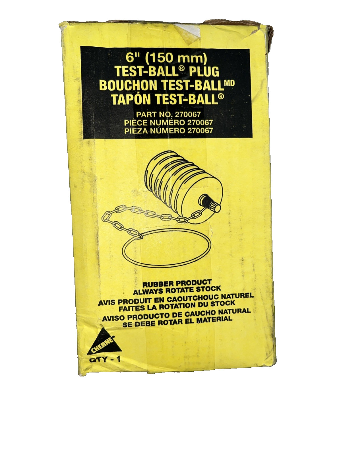CHERNE 270067 Test Ball Plug, Ring & Chain, 6″