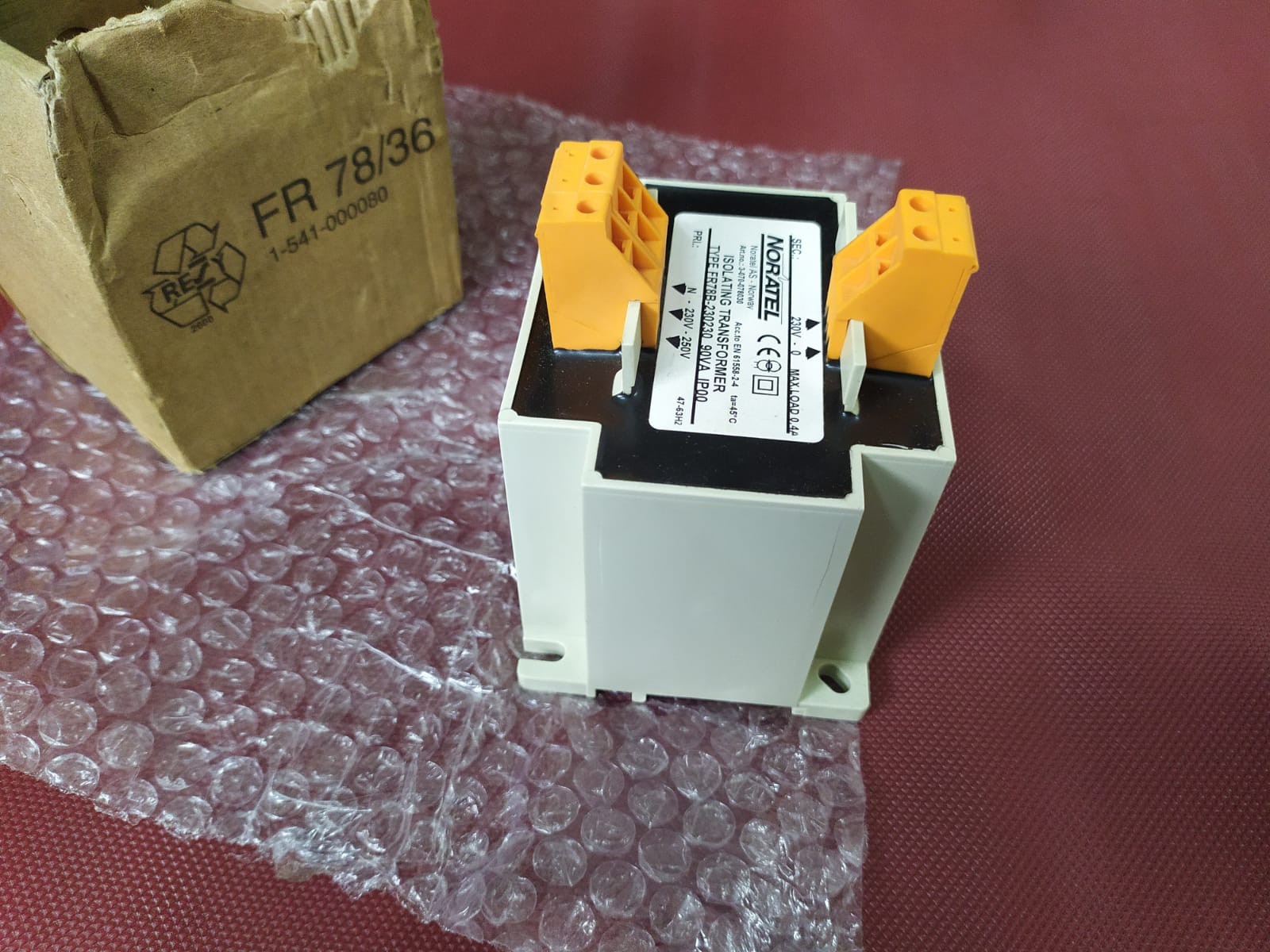 NORATEL FR78B-230230 ISOLATING TRANSFORMER 90VA Ip20 Pri V 230-250V Sec V 230V