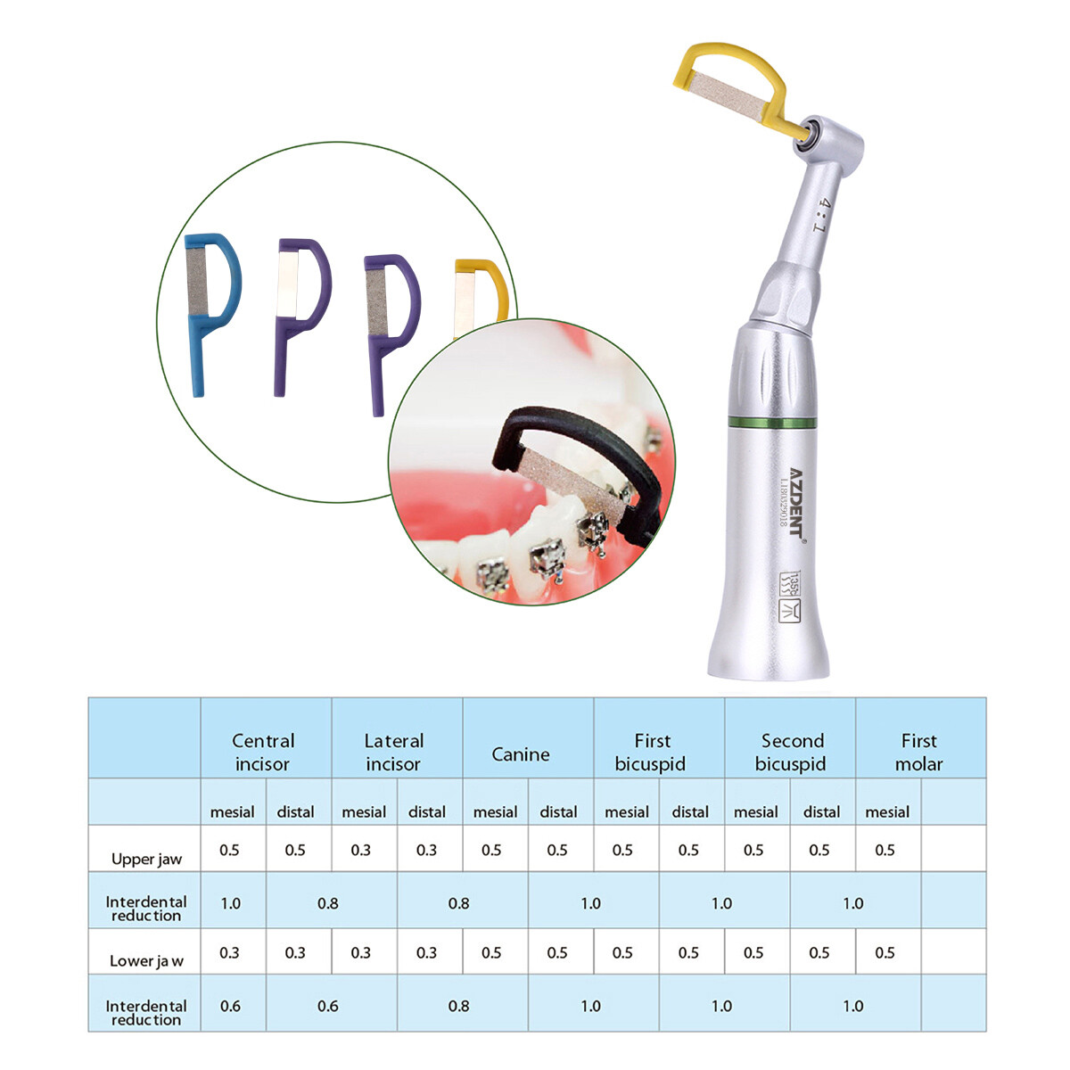 Dental 4:1 Reduction Contra Angle Reciprocating Interproximal Strip IPR Handle
