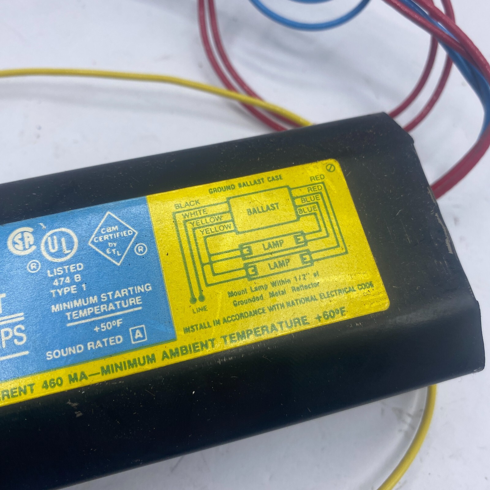 MAGNETEK 446-L-SLH-TC-P UNIVERSAL WAT REDUCER RAPID START BALLAST 120V 60HZ