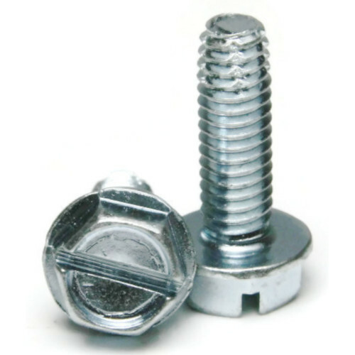 3/8″-16 Thread Cutting Screw – Zinc Plated Slotted Hex Washer Head – Select Size