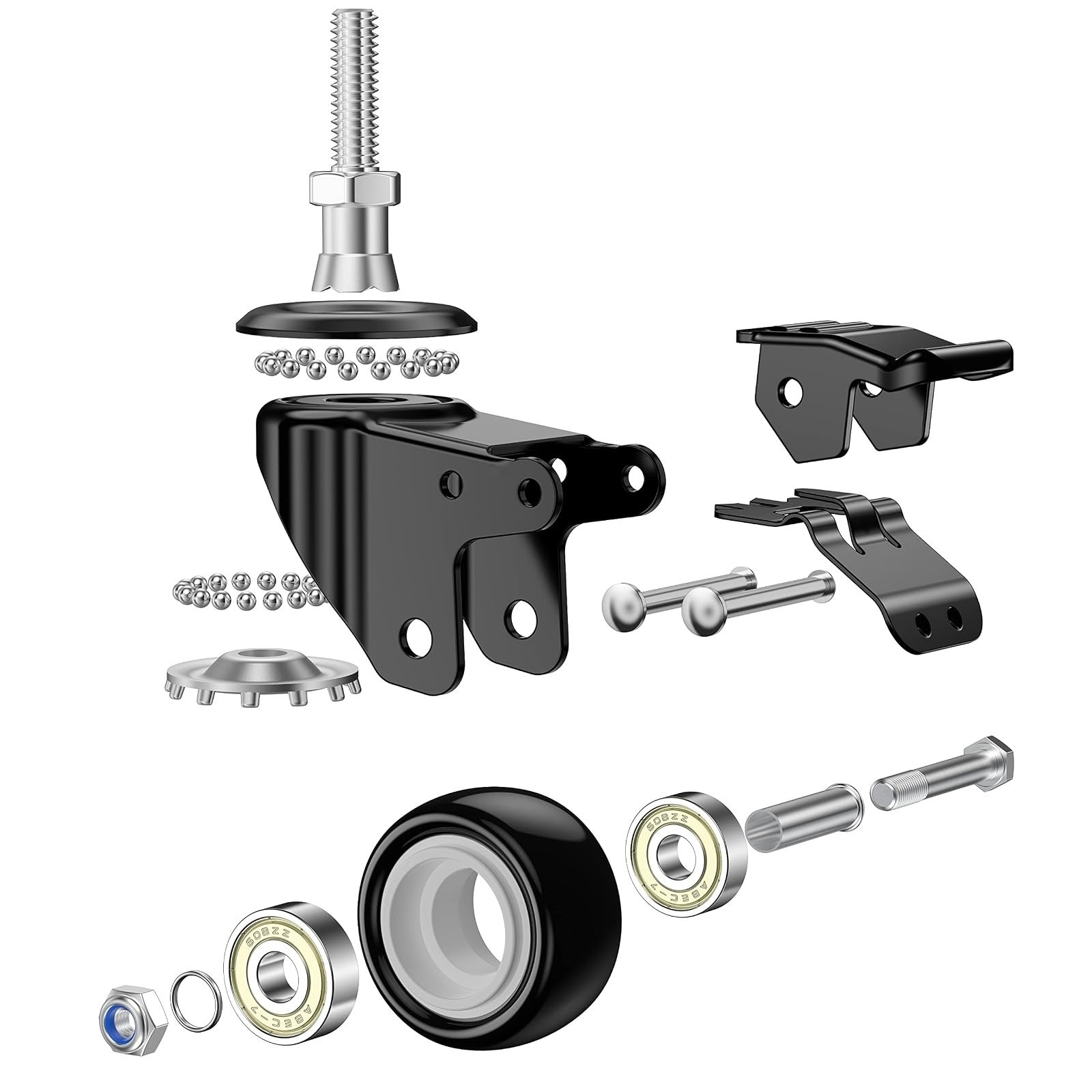 YEEMIGO 1.5 Inch Swivel Caster Wheels Set of 4, Heavy Duty Locking Casters