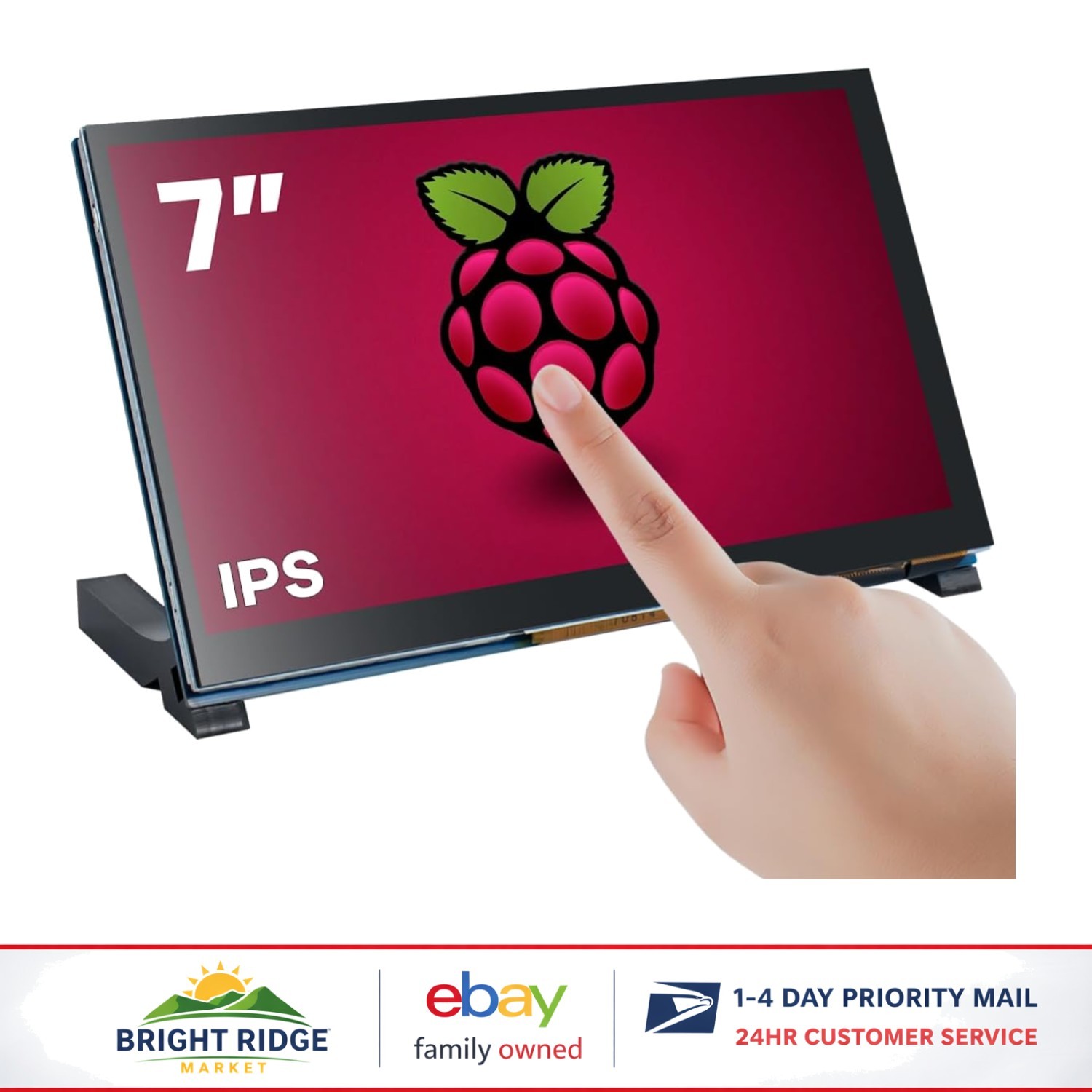Capacitive Touchscreen LCD Monitor, 7 Inch IPS Display for Raspberry Pi Projects