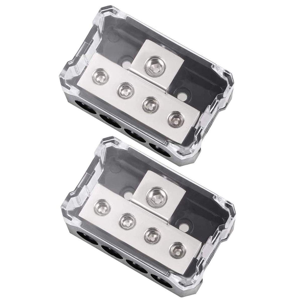 VonSom 4 Way Power Distribution Block, 1x 0/2/4 AWG Gauge in / 4X 4/8/10 Gaug…