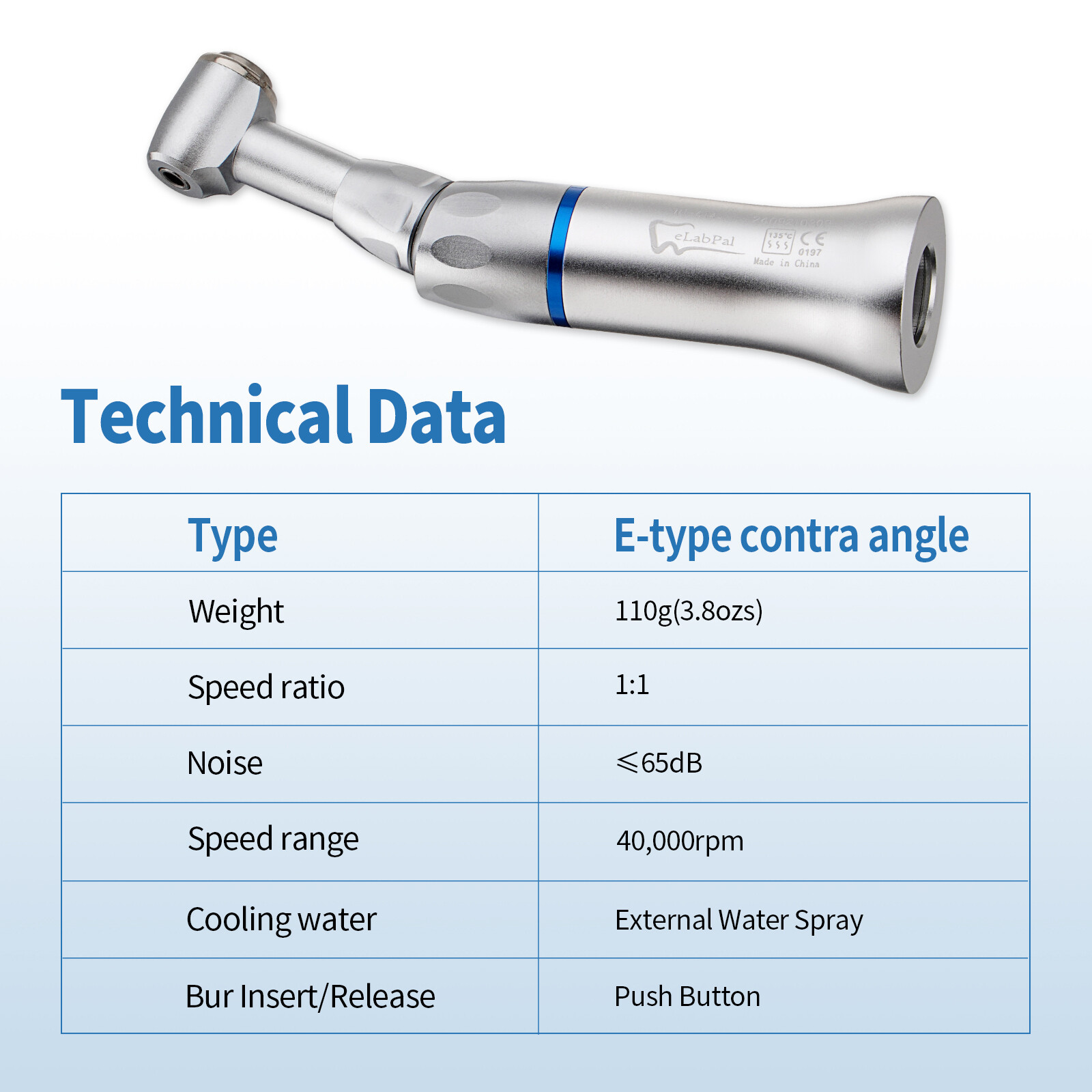 10Pack Dental Low Slow Speed Handpiece Contra Angle Push Button E-Type 4 Holes