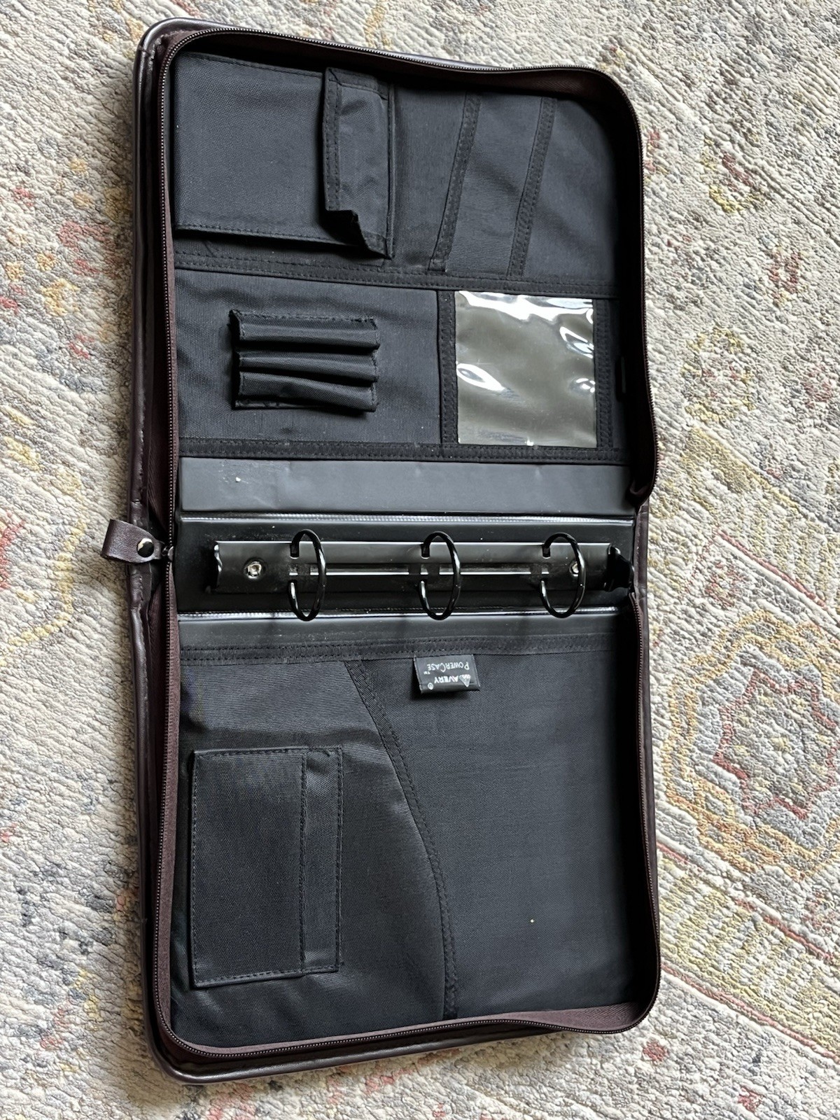 Avery~Leather Power Case~Zip Around Closure~Black~3 Ring Day Planner