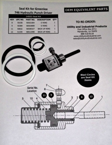 Seal Kit – Greenlee # 14552 (For #746 Hydraulic Punch Driver)