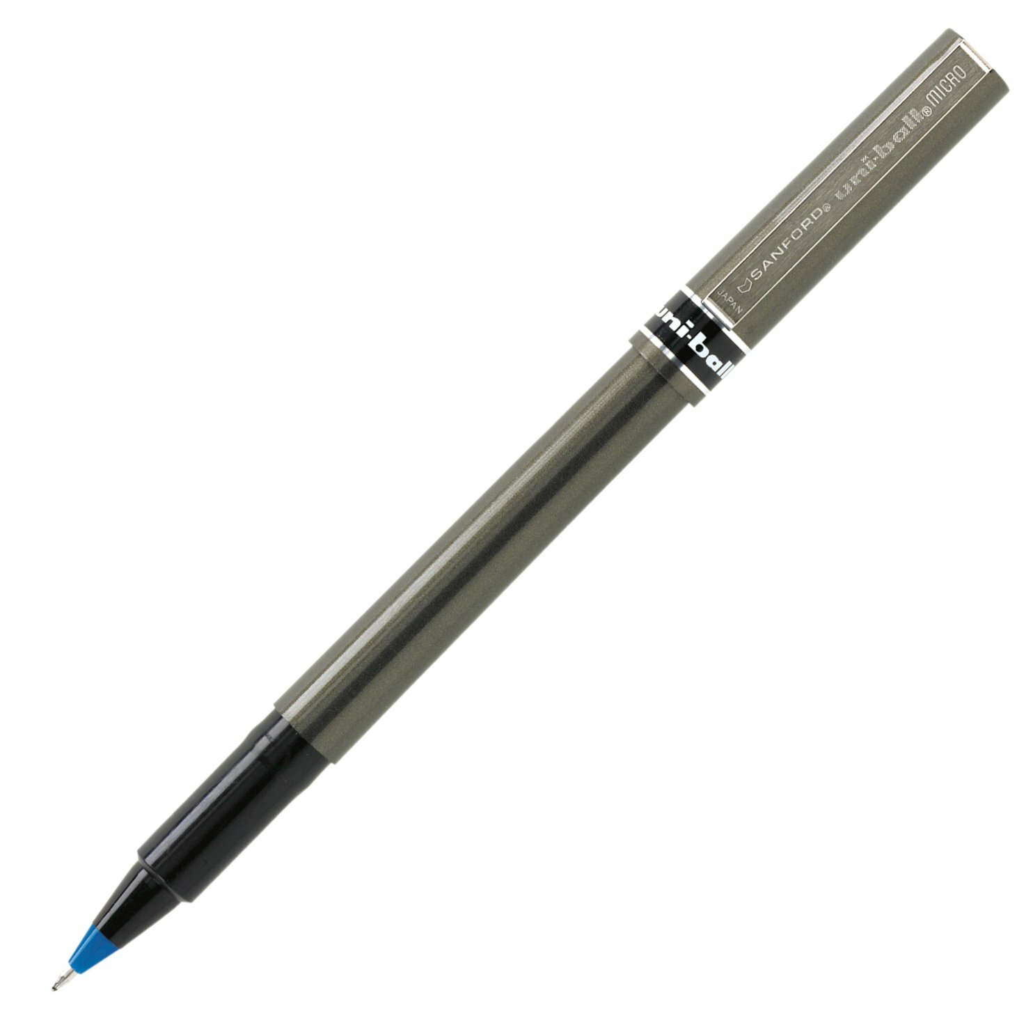 60027 uni-ball Deluxe Stick Roller Ball Pen, Micro Point, Blue Ink, Pack of 2