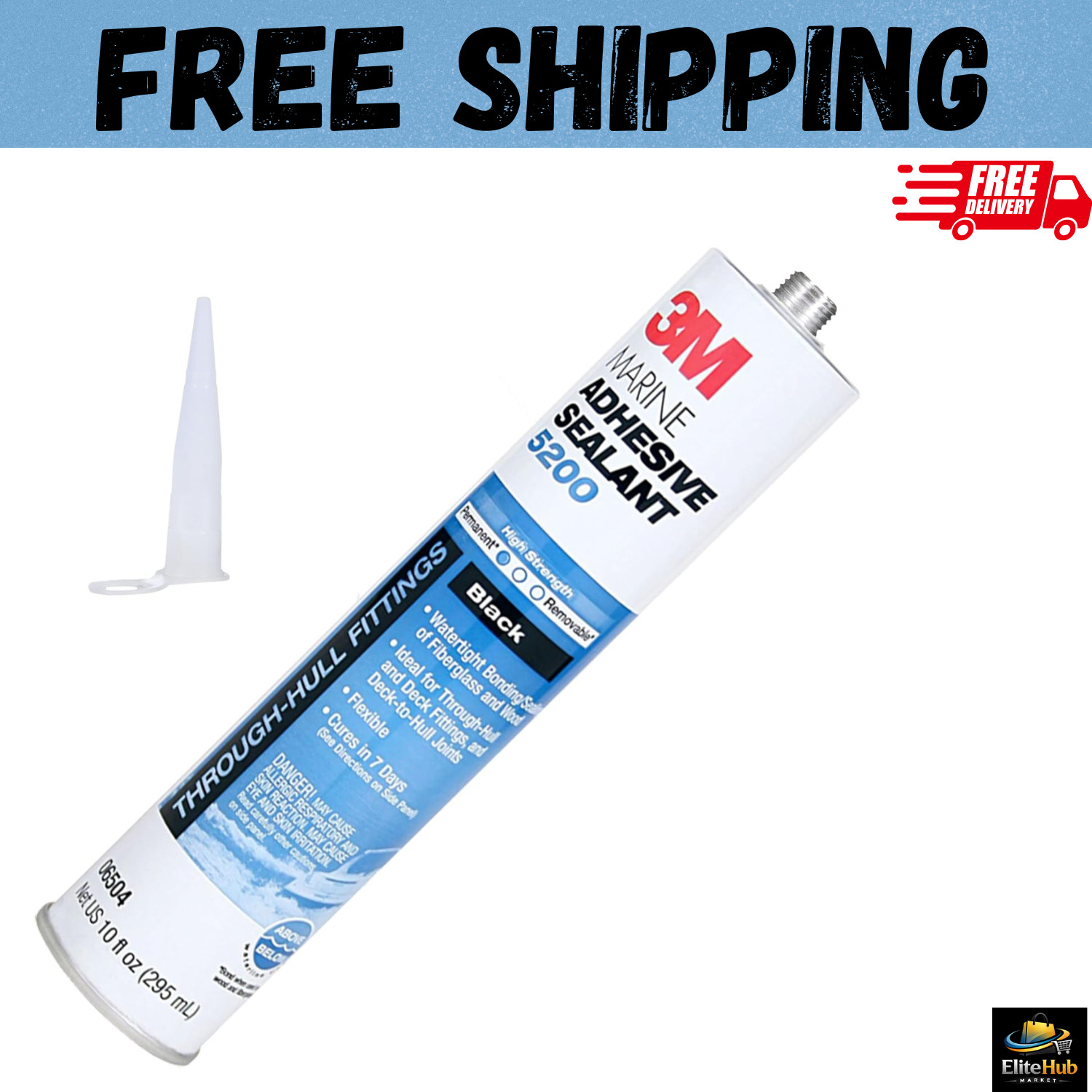 3M Marine Adhesive Sealant 5200 (06504) Permanent Bonding and 10 fl oz, Black
