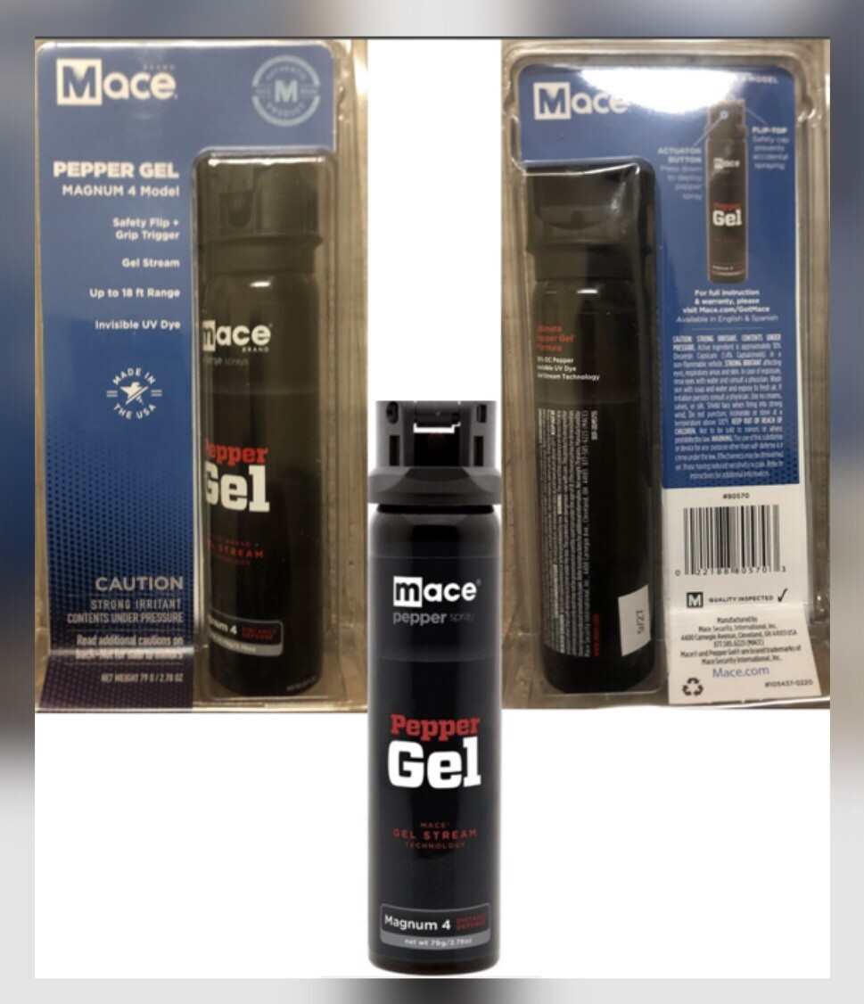 MACE 18 FT MAGNUM 4 DEFENSE Pepper STICKY GEL Spray FLIPTOP Self POLICE DEFENSE