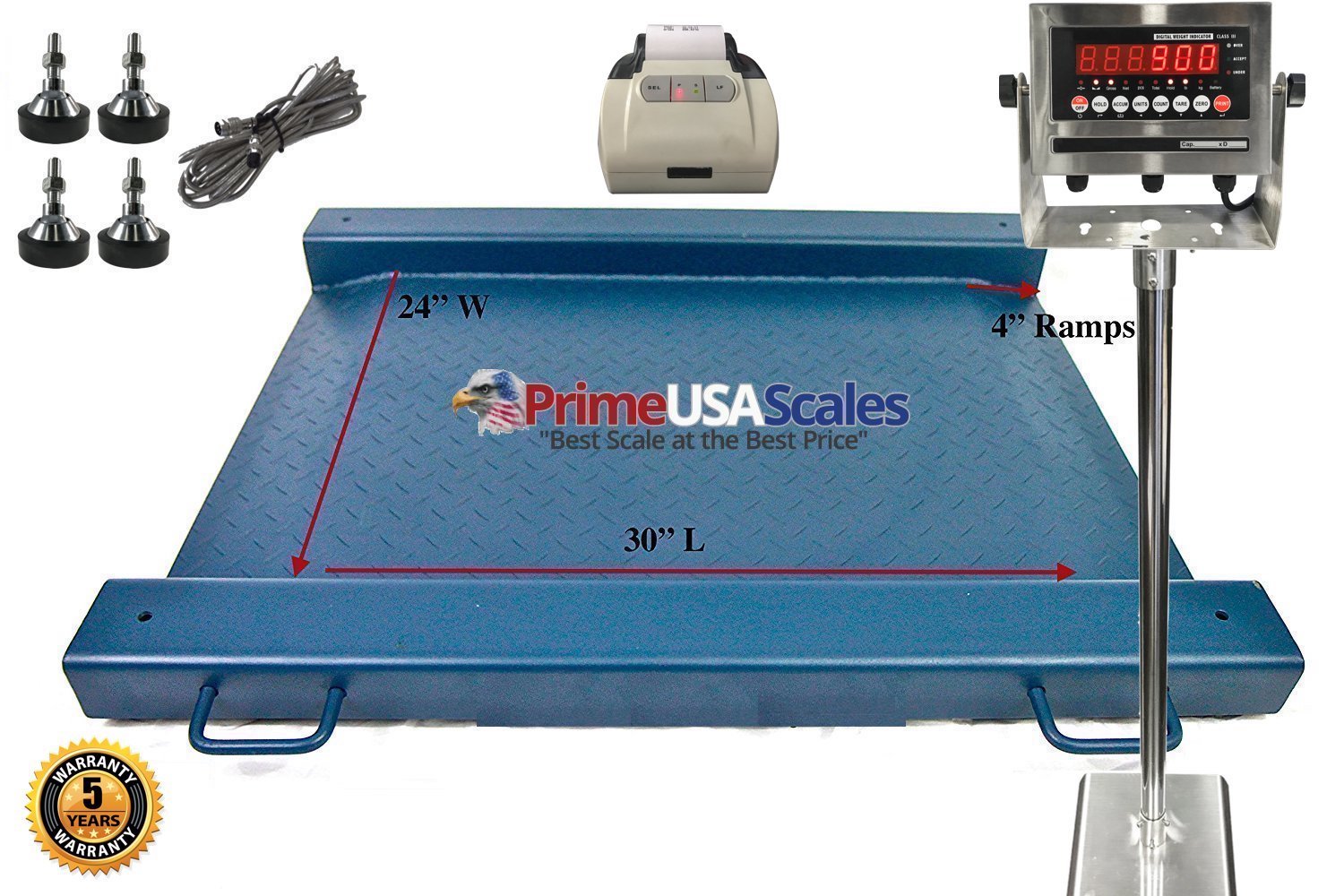 24″ x 30″ Floor Scale Drum Scale Indicator 1500 lb Legal for Trade Printer
