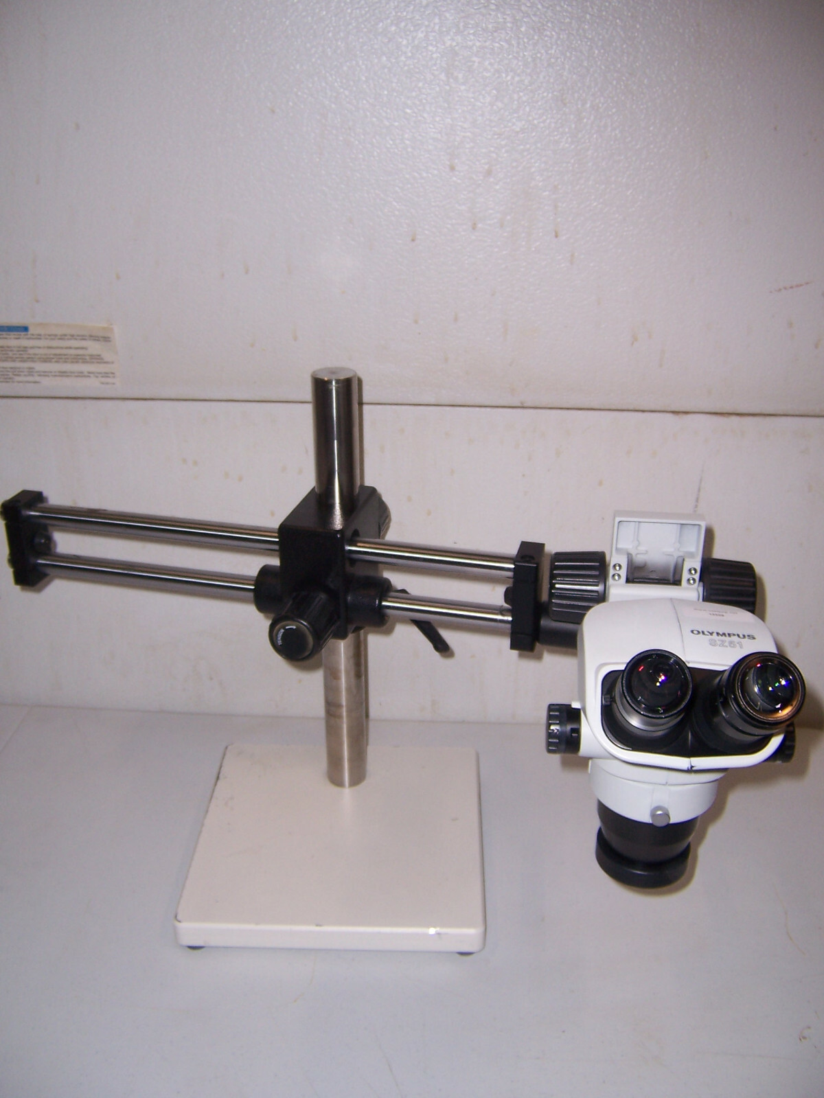 12528 olympus Sz-51 microscope on base stand eye pieces: WHSZ10x-H/22