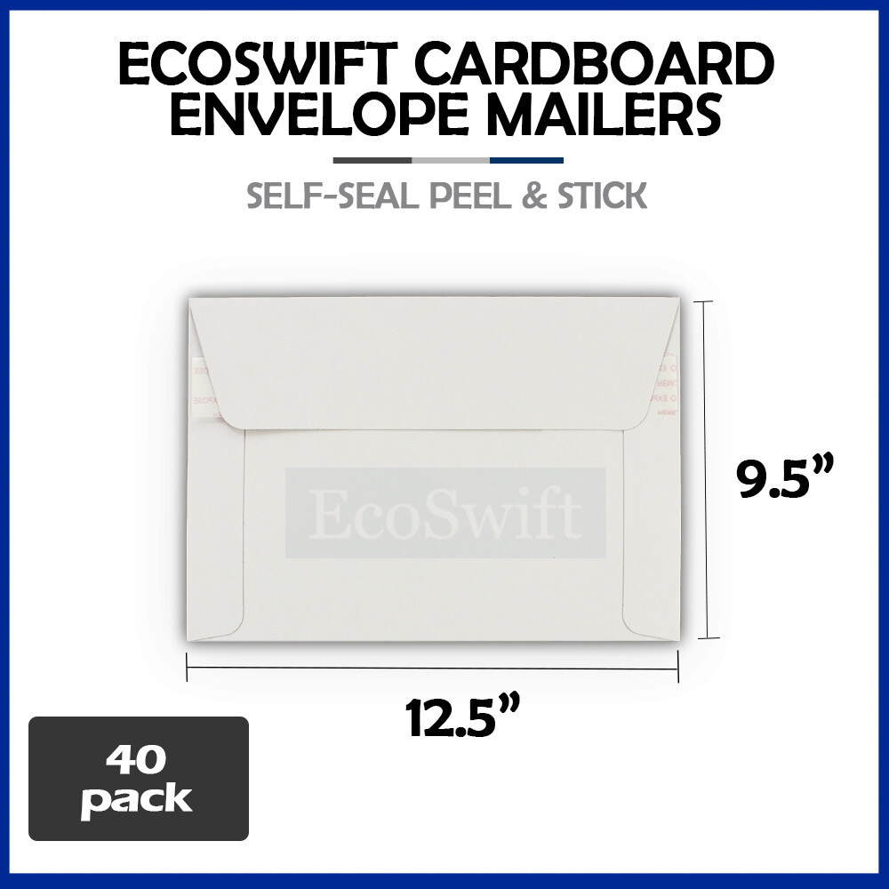 40 – 12.5″ x 9.5″ EcoSwift White Photo Ship Flats Cardboard Envelope Mailers