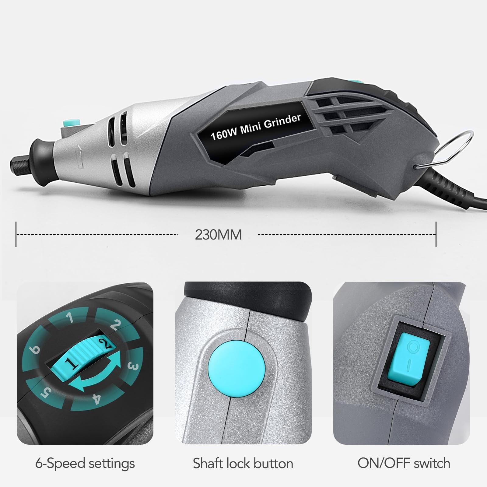 160W Rotary Tool Kit with 195pcs Accessories, Variable Speed, Corded Electric…